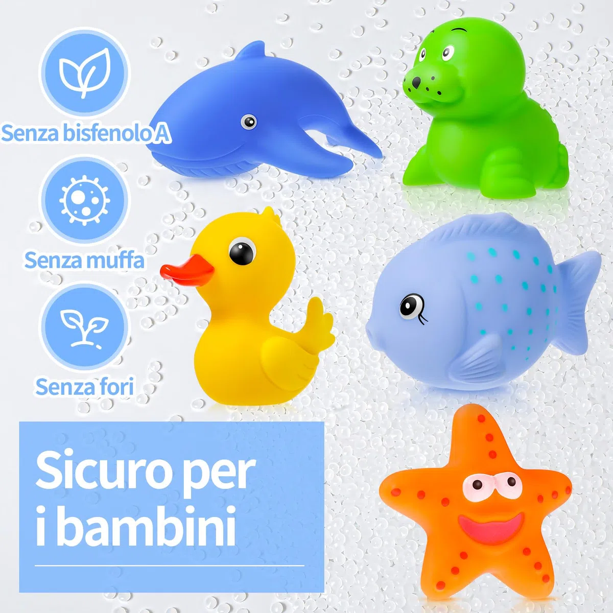 Senza fori animali marini - giochi acqua giochi piscina giochi mare per bambini giochi da spiaggia per bambini 1 anno 2 3 anni giochi per il bagnetto neonato（ antimuffa 9 pezzi ）