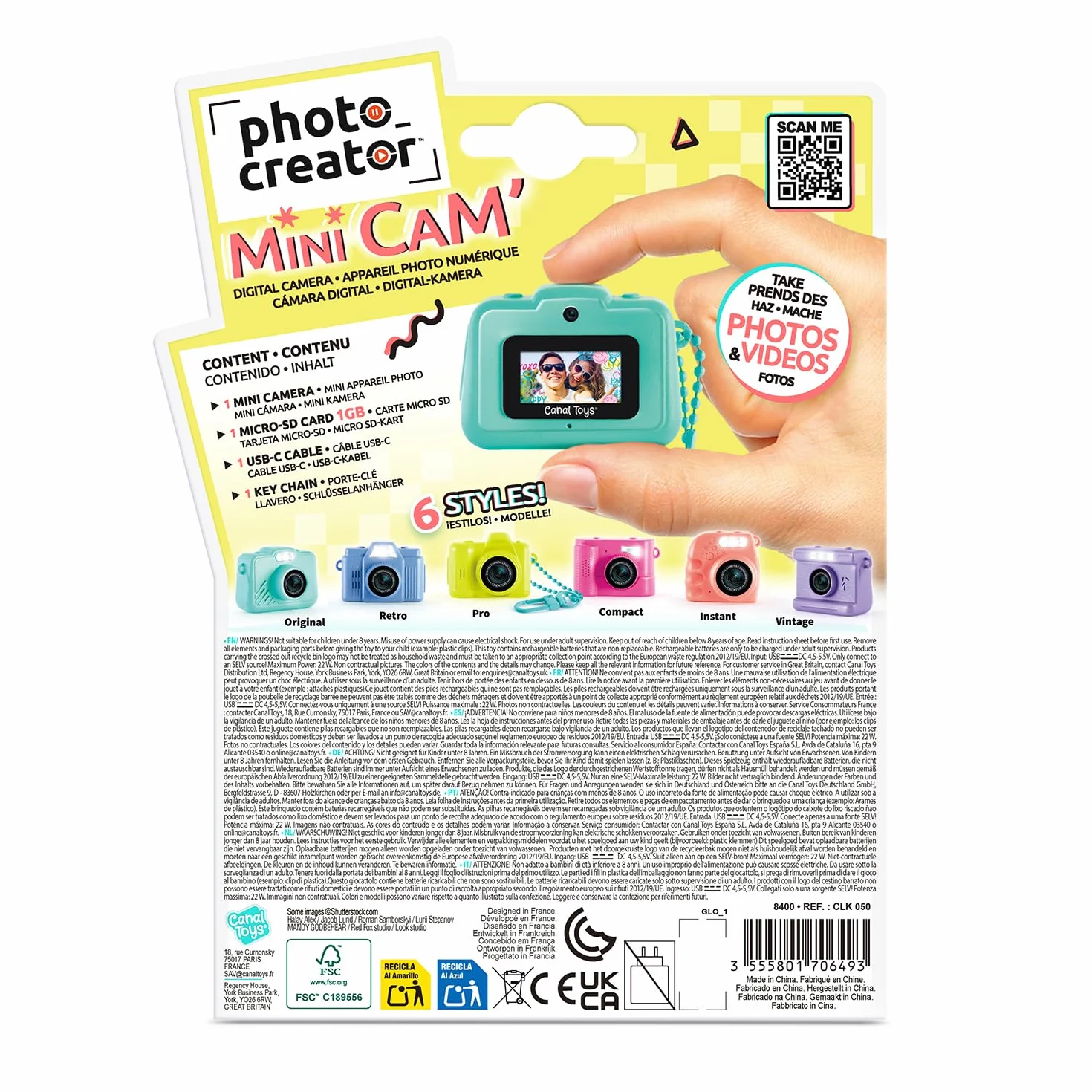 Canal Toys – Photo Creator – Appareil Photo et Vidéo Numérique Mini Cam' – Compact - avec Porte-clé et Carte SD 1Go Inc