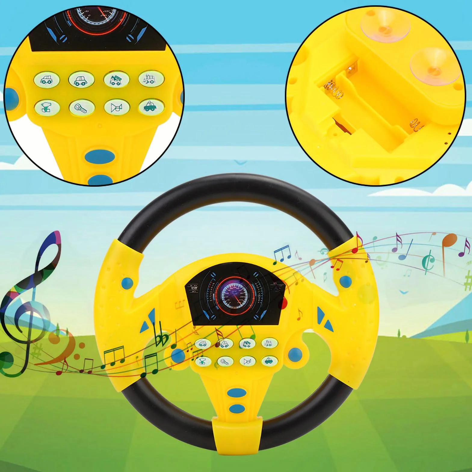 Tnfeeon Volante Copilota per Bambini Simulazione Giocattolo Volante con Luce E Suono Guida Giocattoli Educativi per La Prima Infanzia(Giallo)