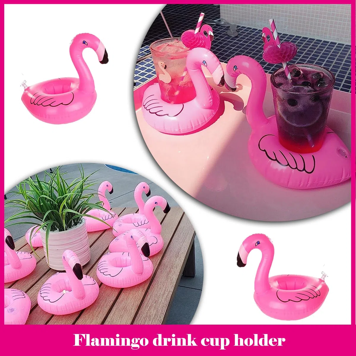 12 Pezzi porta bicchieri piscina, Porta di Tazza Gonfiabile per Piscina, Canotti e gonfiabili galleggianti da piscina Per Hawaiano Spiaggia Summer Piscina Party, Per Piscina, Rosa