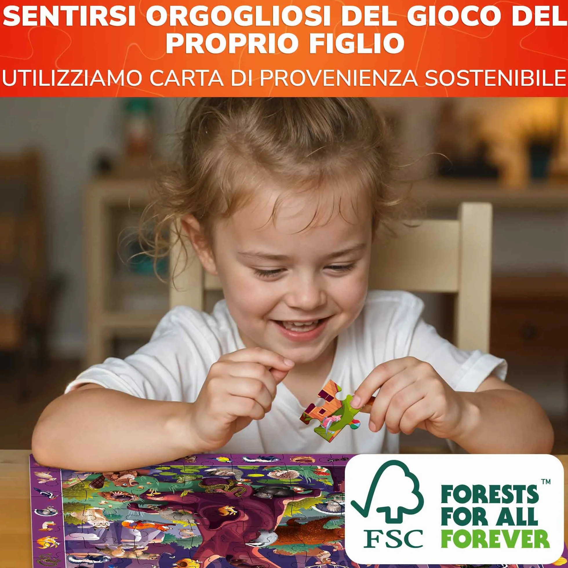 Puzzle da 100 Pezzi per Bambini 3 4 5 Anni - Set di 3 Puzzle da Pavimento Giganti - Impara Animali e Insetti della Foresta Oceanica - Giocattoli Educativi per Ragazzi e Ragazze dai 6 ai 7 Anni