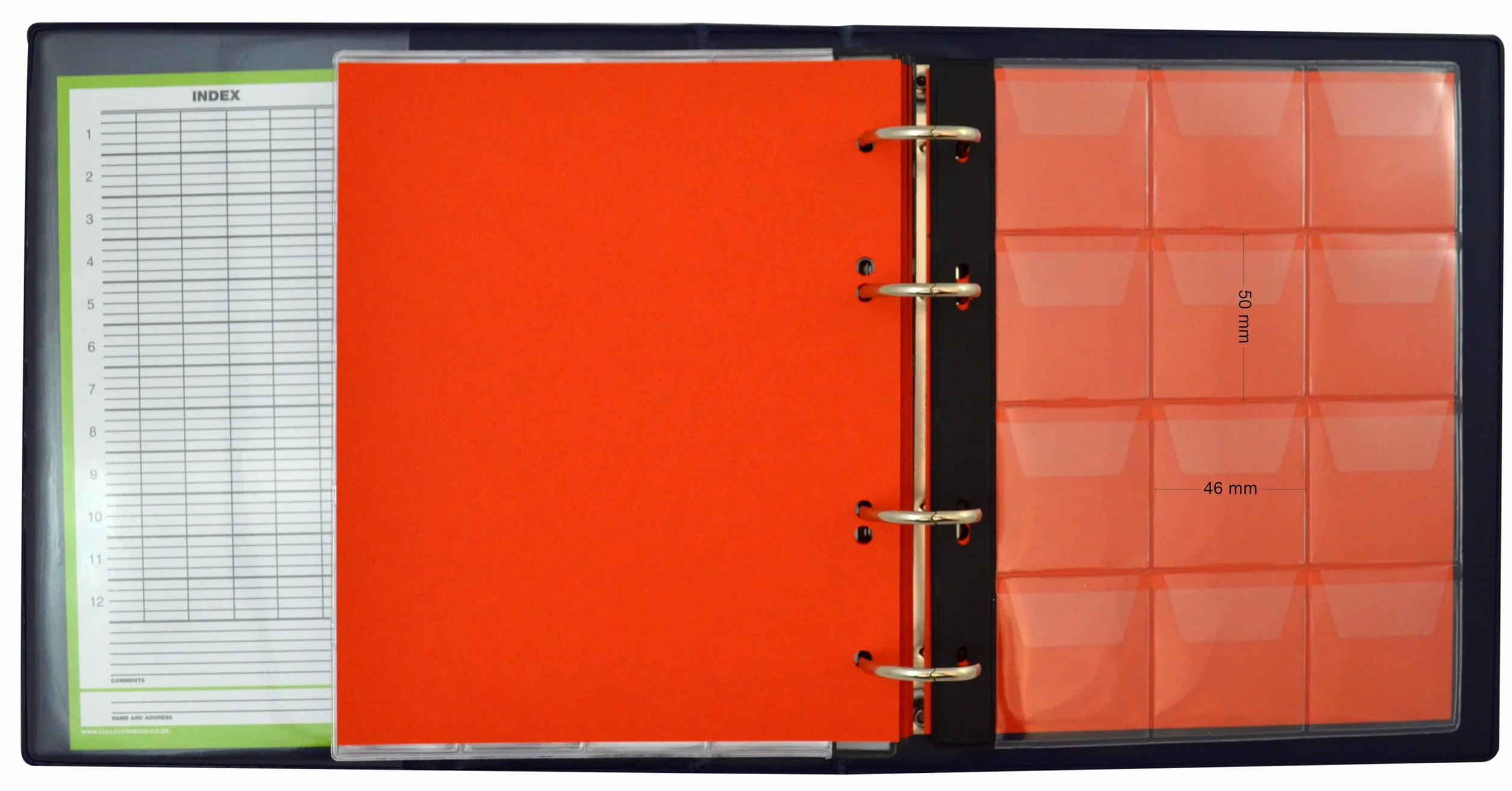 COLLECTOR Album di Monete con Custodia da Collezione, per Monete di Varie Dimensioni - con Diverse Pagine munite di divisori con Elenco Album con Etui per 221 Monete Blu