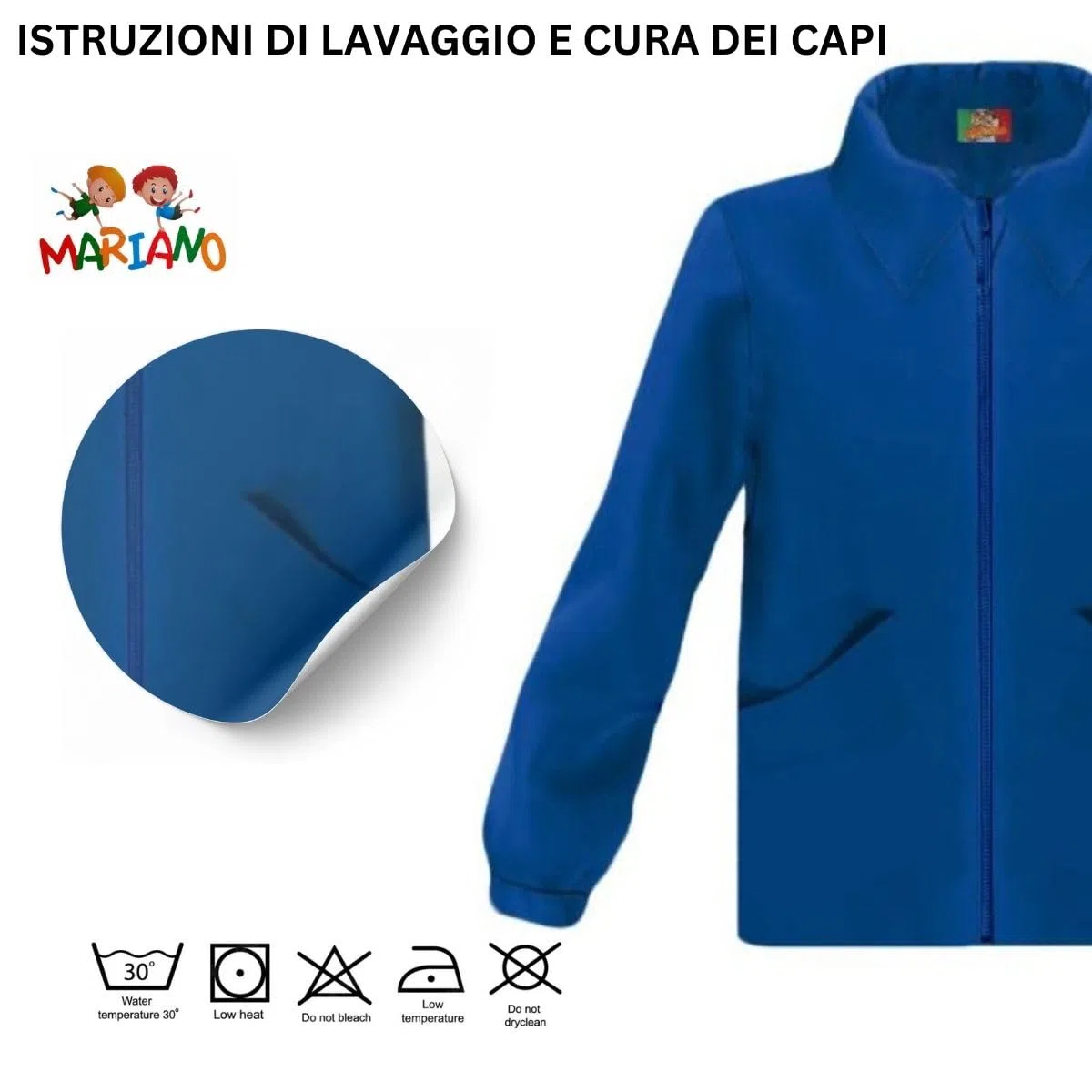 Mariano - Grembiule Scuola Bambino Made in Italy, Asilo ed Elementari – Pratico, Resistente, con Bottoni e Colletto Staccabile – Casacca Senza Ricamo