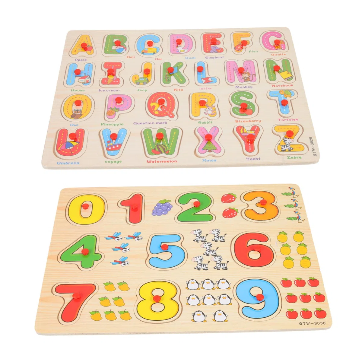 ifundom 2sets Puzzle in Legno per Ragazzo Ragazza Giocattoli Educativi Puzzle Numeri Giocattolo Cognitivo per Ragazzo Ragazza Piccoli