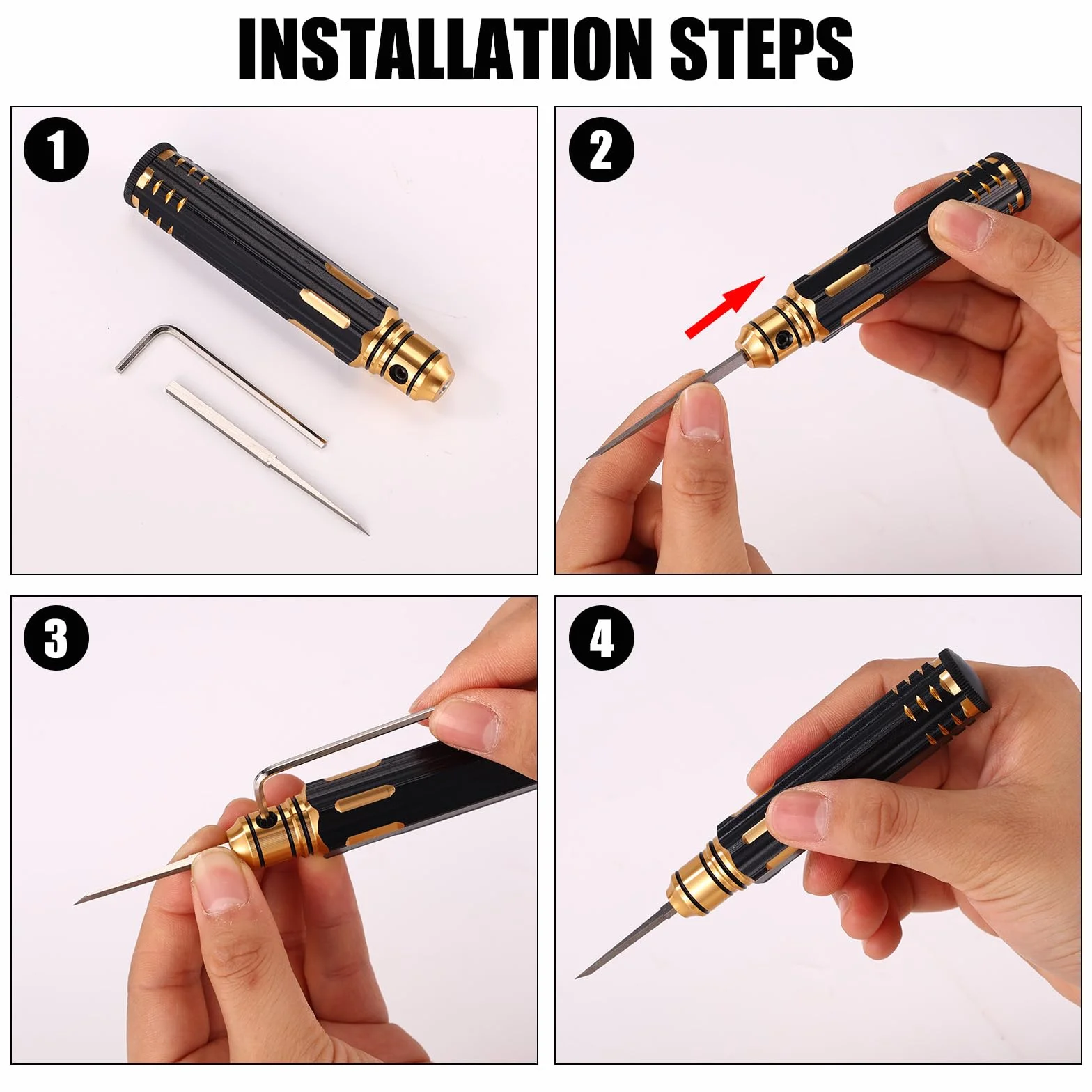 Kit Strumento Incisione Modelli, Scalpello Modelli con 7 Lame 0.1/0.2/0.4/0.6/0.8/1.0/2.0mm, Incisore Linee Linee Pannellatura Precisione per Gundam Incisione Resina GK Modellini Scala
