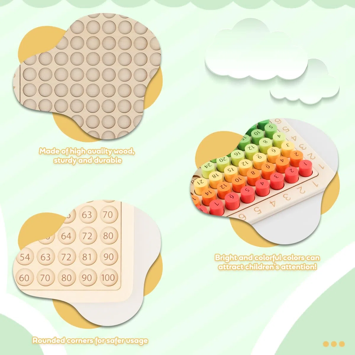 Tabella di Moltiplicazione Montessori, Tabelline per Bambini Montessori, Tavola Delle Moltiplicazioni, Tavola Delle Tabelline in Legno, Gioco Tabelline Montessori Educativo per Bambini dai 3 Anni