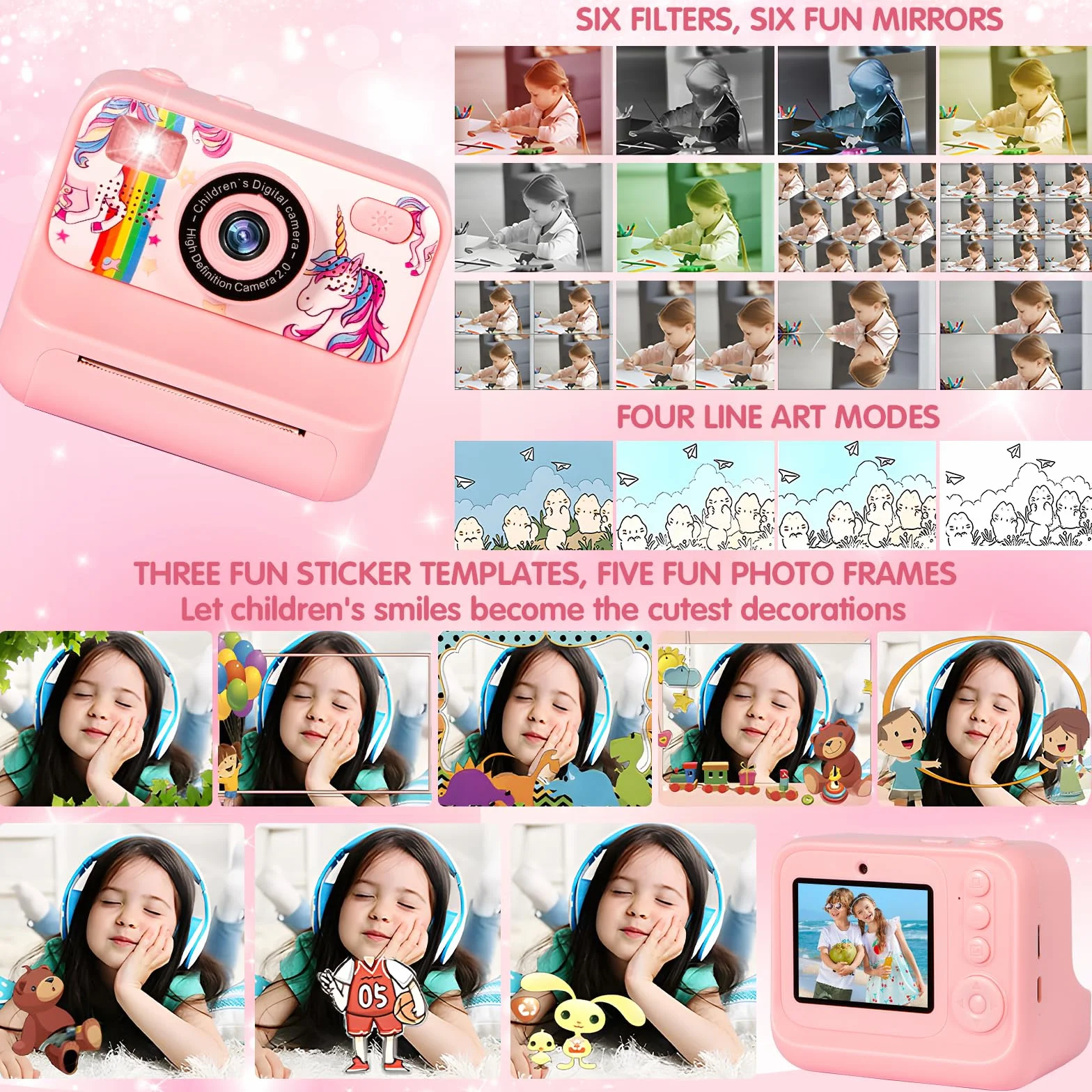 Macchina Fotografica Bambini Istantanea, 2.4" 1080P Fotocamera Bambini con 32 GB Schede e Carta da Stampa, Macchina Fotografica Bambino, 180 °Flip Len,Regali per Ragazzi Ragazze da 3-12 Anni