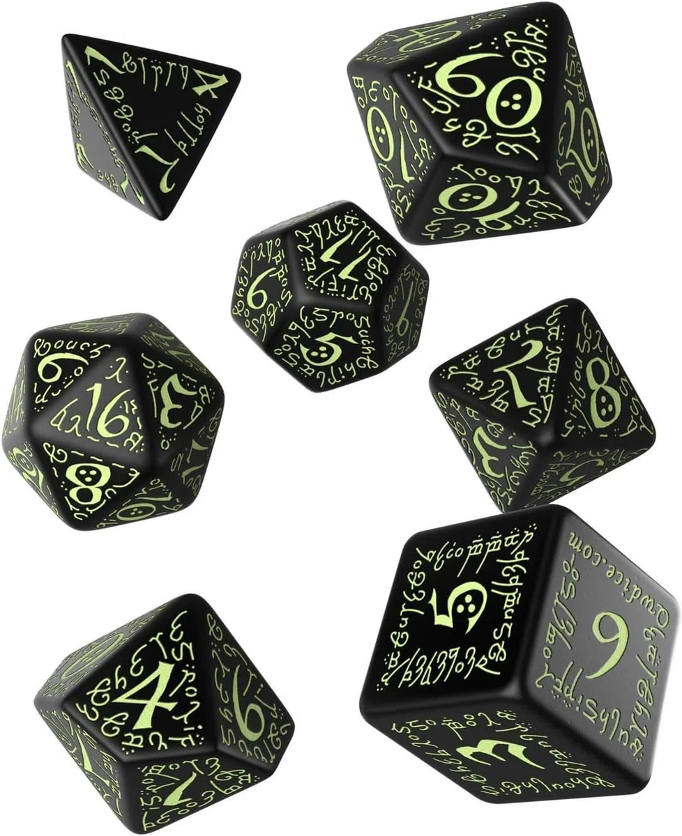 selv04 - set 7 dadi elfi glow in the dark