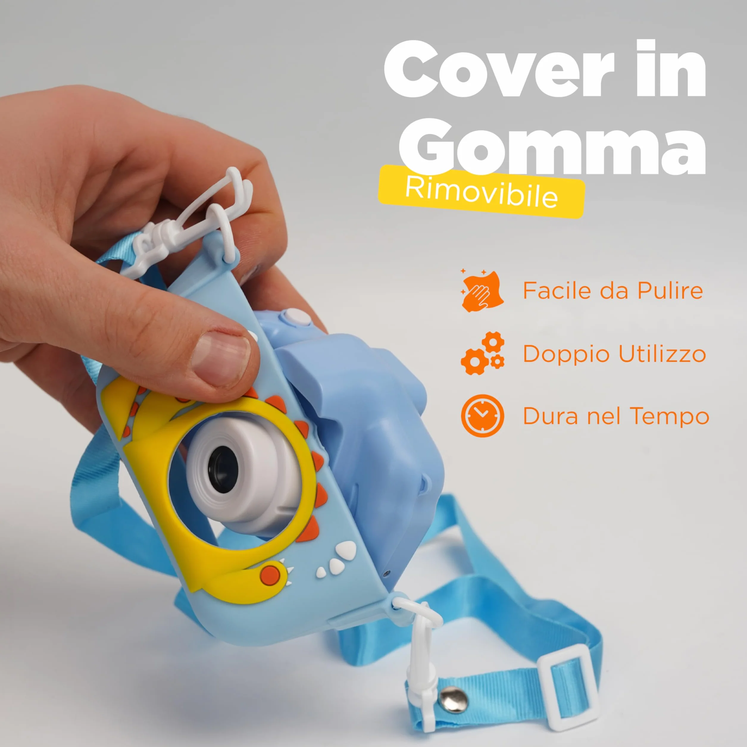 Fotocamera Digitale Bambini con Video HD, Giochi Integrati e Filtri Divertenti, Macchina Fotografica per Bambini con Cover in Gomma Antiurto, Display LCD, Micro SD Inclusa, Giocattolo Educativo