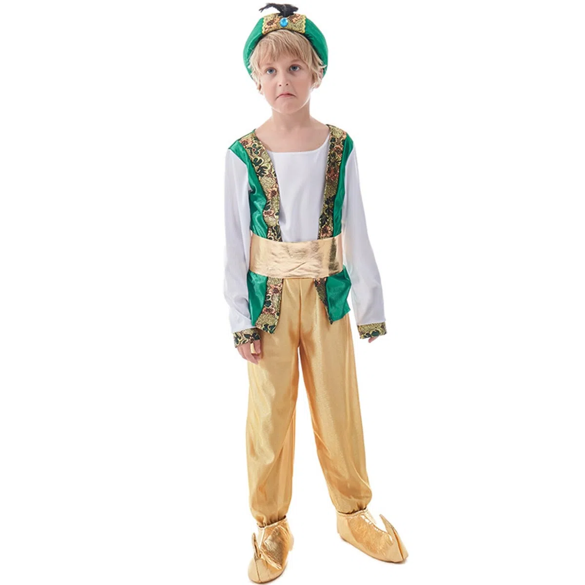 Costume da Magio Verde Bambini Costume da principe di Aladino, costume da cosplay