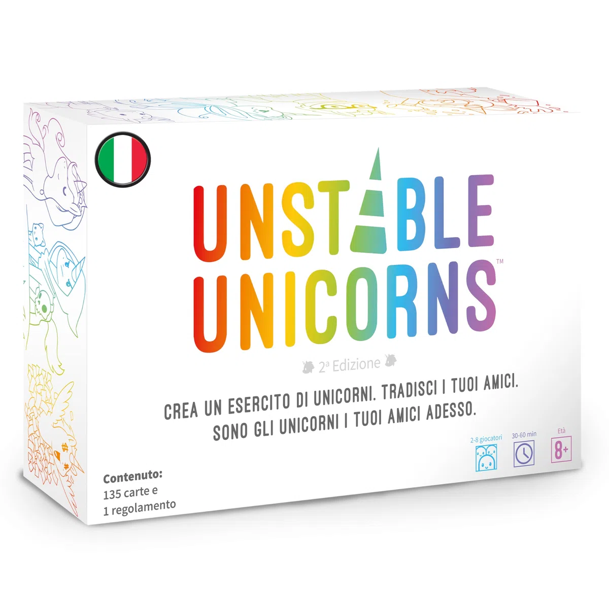 Asmodee – UNSTABLE UNICORNS – Tradisci i tuoi amici e scatena la distruzione – Gioco Strategico e Carte da Gioco Divertente – Idea Regalo – 2-8 Giocatori – 8+ Anni – Ed. in Italiano