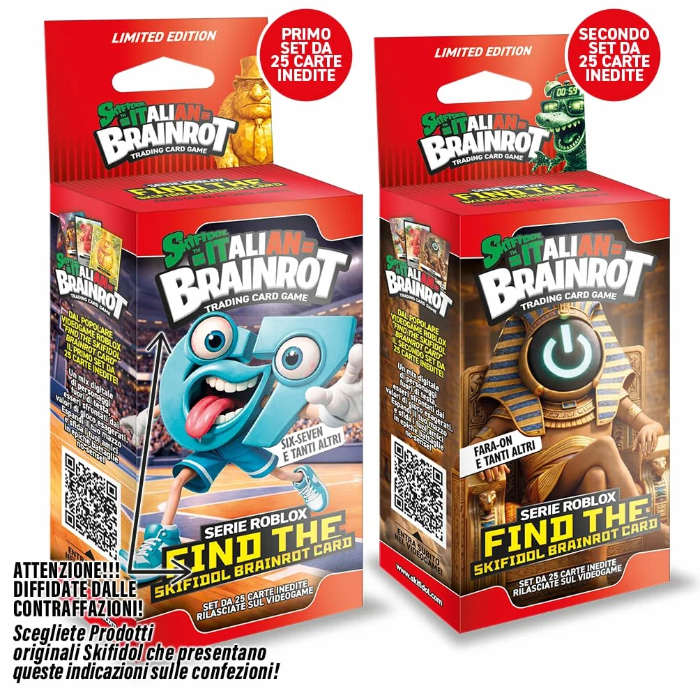 Serie Roblox – Find The Skifidol Brainrot Card, Blister da 25 carte da gioco inedite e 14 carte da gioco serie Gamma - SET PRIMO