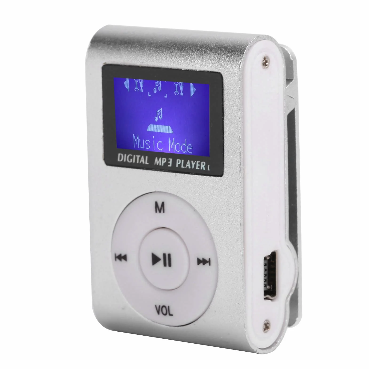 Mini Lettore Musicale MP3 da 32 GB, Lettore MP3 con Display LCD Mini, Lettore MP3 con Clip Posteriore Lettore Musicale Sportivo con Scheda TF Soppurt Audio da 3,5 Mm(d'Argento)