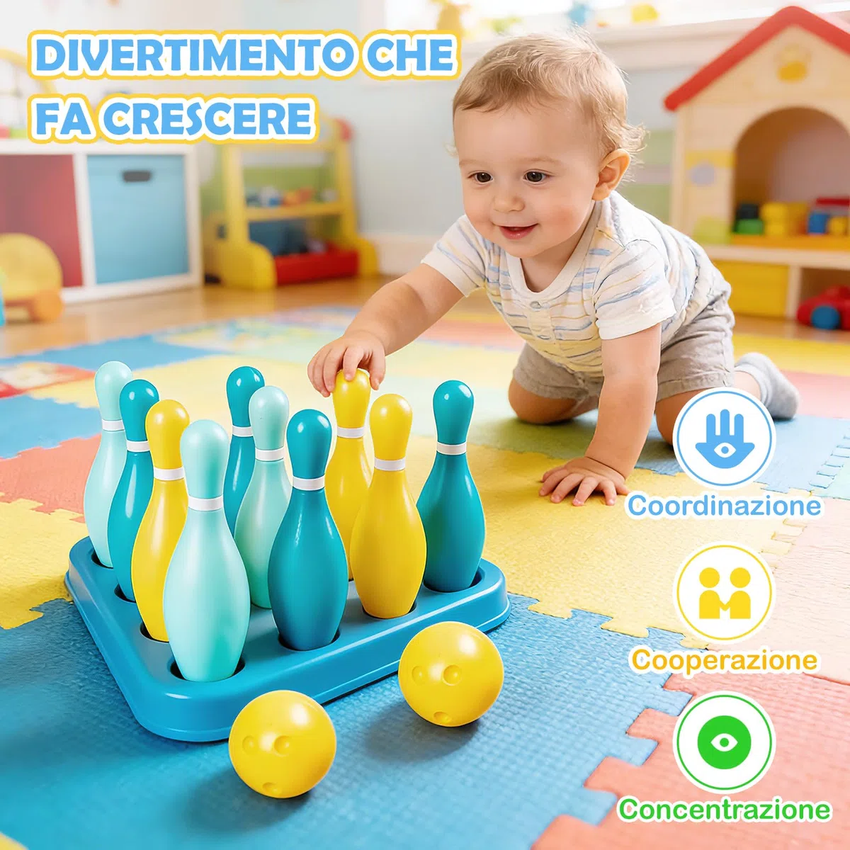 Baoblaze Set da Bowling per Bambini, Gioco per Famiglie, Giocattoli da Gioco al Coperto, Giochi Sportivi all'aperto per Lo Sviluppo Precoce, Giocattoli da Bowling all'Aperto