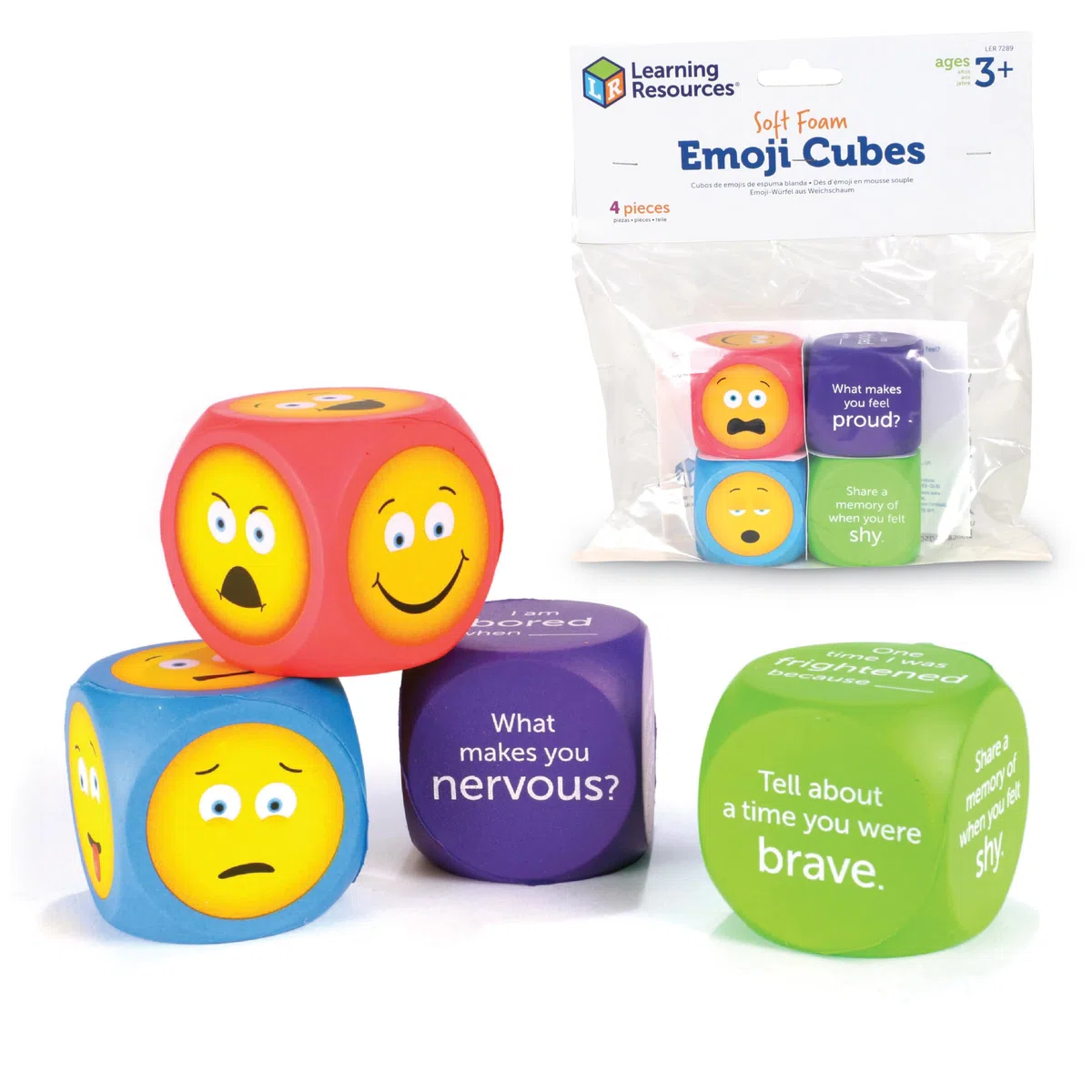 Learning Resources Dadi con Emoji in Schiuma Morbida (Set da 4)