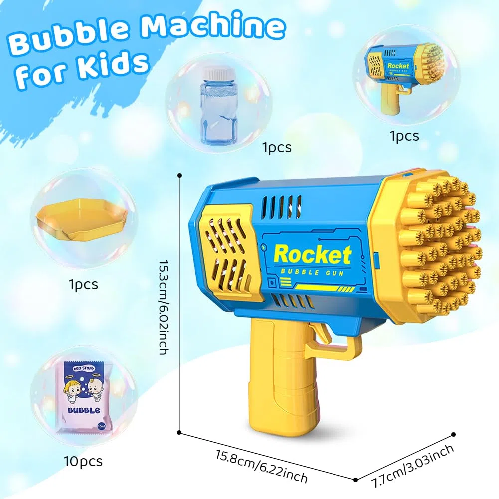 Pistola Bolle di Sapone, Macchina automatica per Bambini, Macchina per Bambini, Feste di Compleanno, Pasqua, Bolle Automatica, Estate - Blu