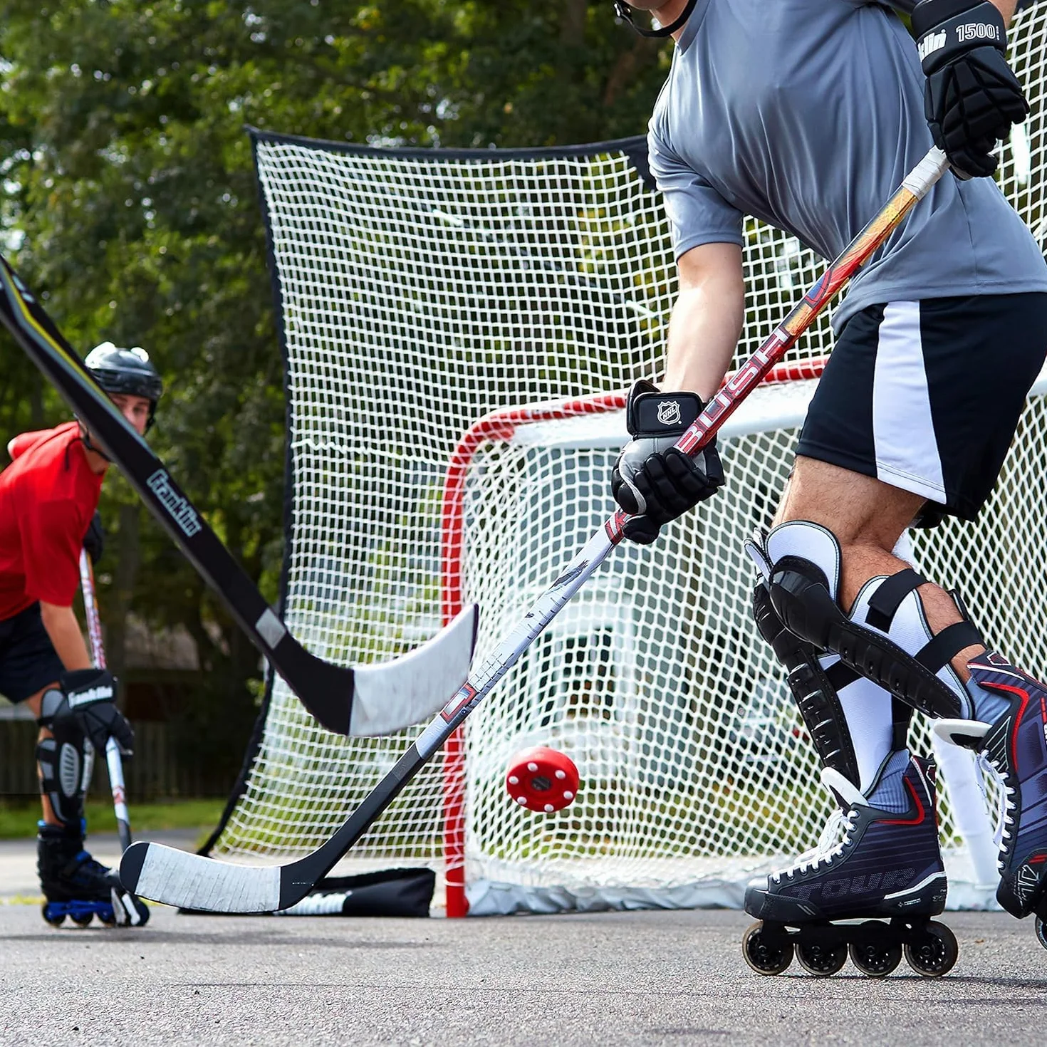 Kiuiom Gioco di Hockey su Rotelle,Interni di Sport Dischi Hockey,Street Hockey Puck Accessori,Hockey Outdoor Inline Hockey,Hockey Puck per Esercitarsi,Rosso