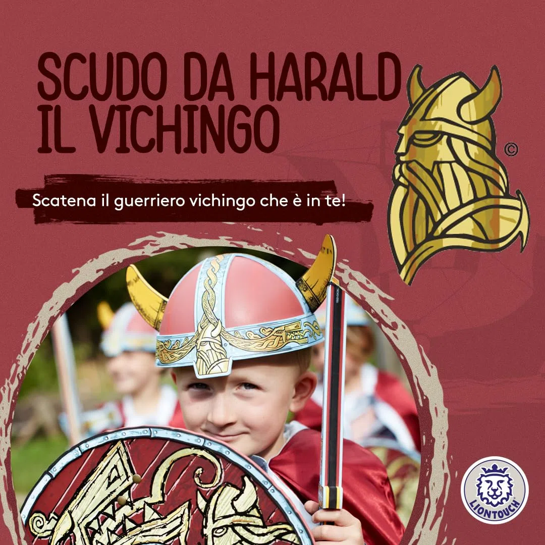 Liontouch - Scudo Vichingo| Da 3+ Anni | Giocattolo Medievale in Gommapiuma di Capo Harald per Piccoli Guerrieri e Giochi da Berserker | Arma Sicura da Battaglia per Costumi e Travestimenti da Bambino