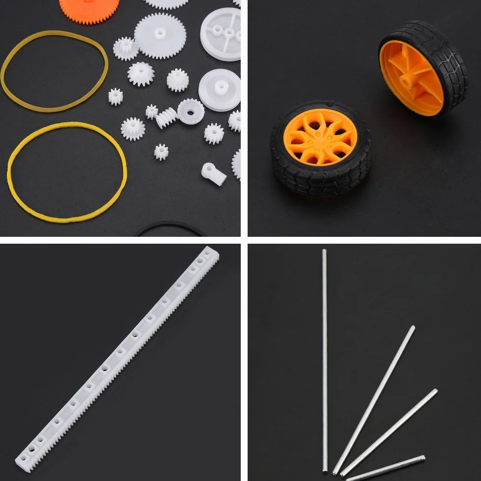 Walfront Set di ruote per alberi in plastica con ingranaggi 78 pezzi Ingranaggio a vite senza fine Robot Parti di automobili Kit