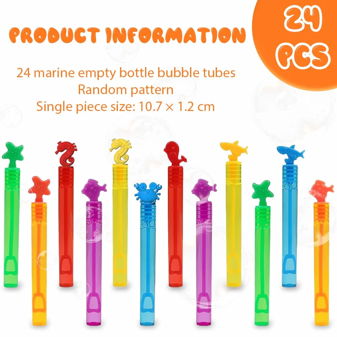 24 Bacchette Per BolleBolla a Forma Di Animali Marini, Regalini Fine Festa Compleanno Bambini, Bolle di Sapone Matrimonio, Nessun Liquido (6 Colori)