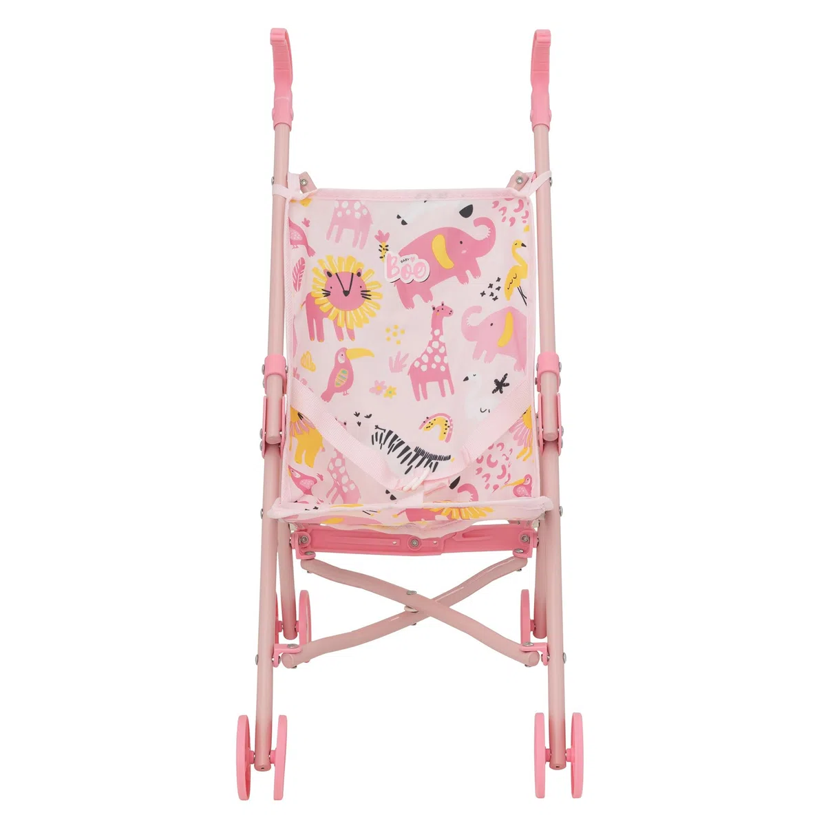 BabyBoo - Passeggino singolo, passeggino per bambole, passeggino ombrello, pieghevole, giocattolo per giochi di ruolo bambini dai 2 anni in su (giungla rosa)