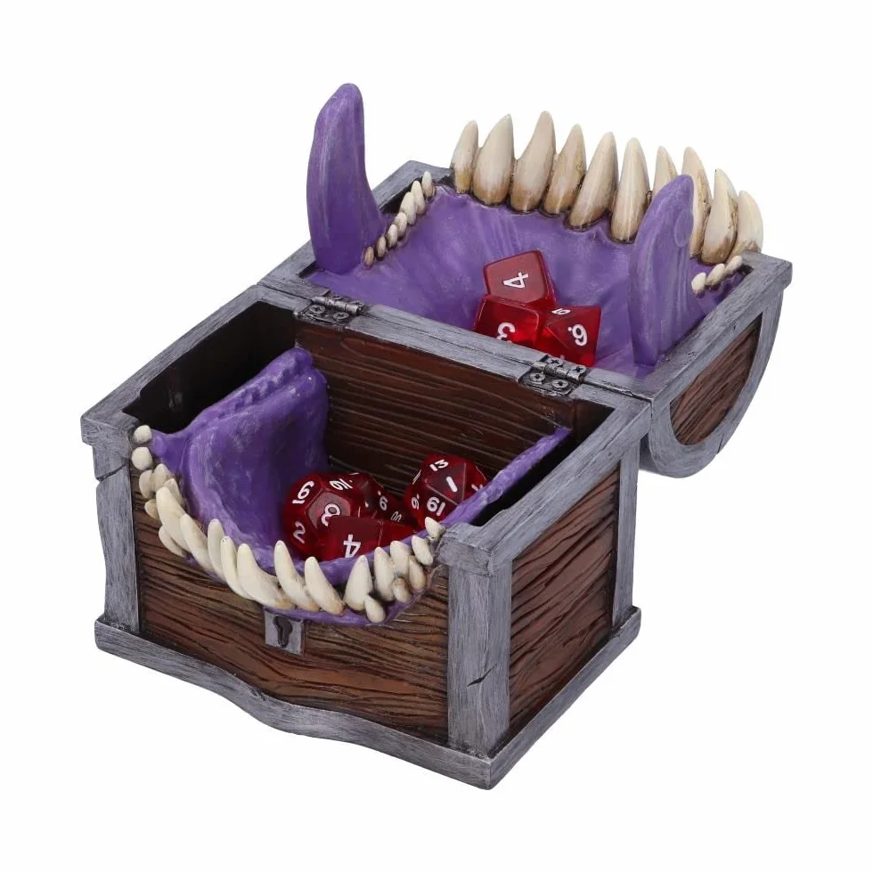 Nemesis Now Dungeons & Dragons - Scatola portaoggetti per Dadi Imitazione dei Dadi, 11,3 cm, Resina, Marrone, Prodotto con Licenza Ufficiale, Scatola per Dadi con Personaggi imitativi, in Resina di
