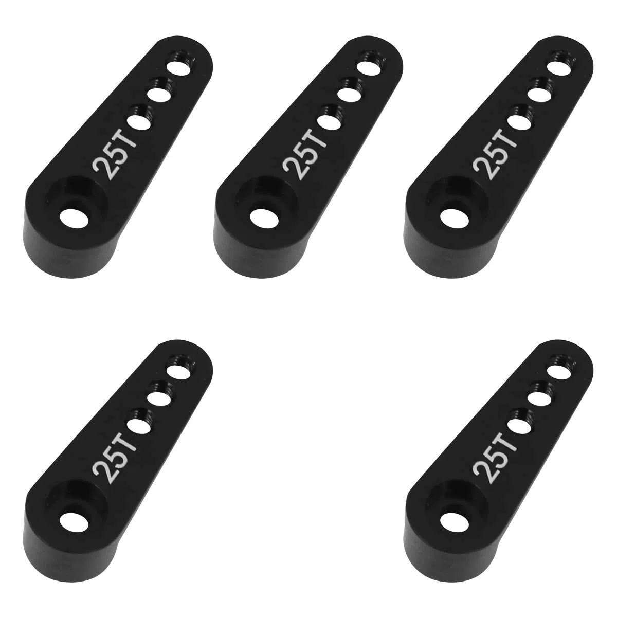 WANGCL 5PCS 25T Servo Horn Alluminio Servo Horn Arm 28mm per 1/10 RC Car RC Crawler Monster Trucks Compatibile con FUTABA GM995 GM996R Servo - Nero