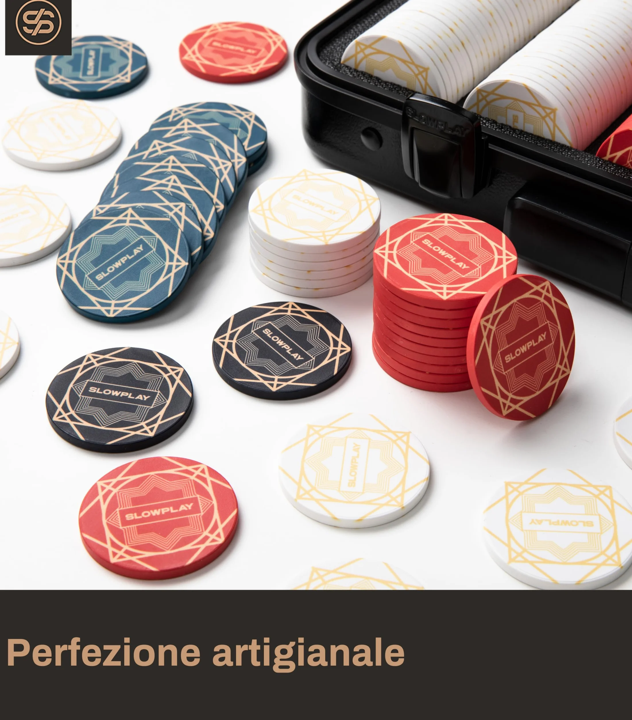 SLOWPLAY Nash, fiches da poker in ceramica di grado casinò, 10 grammi, per Texas Hold'em, chip professionali da 39 mm, confezione da 50 con denominazione di 100
