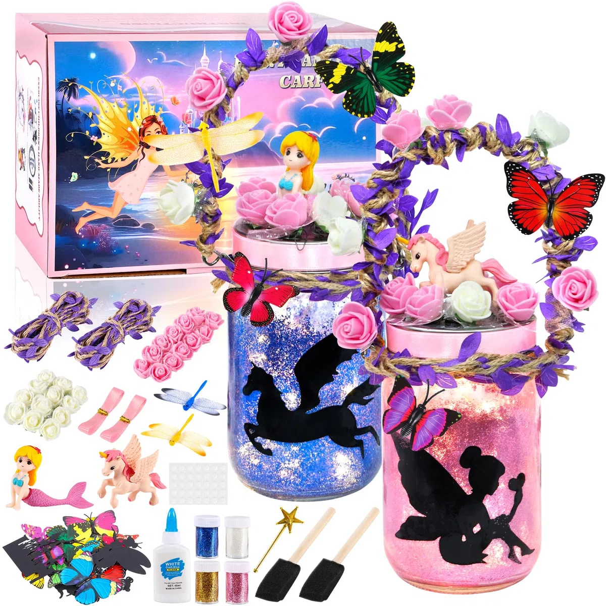 XINGGANG Idee Regalo Ragazza, Kit fai da te Lanterna Fata - Regalo per Bambini 8 9 10 11 12 - Luce Notturna del Barattolo di Vetro con Telecomando - Progetto Artistico Fai-da-te