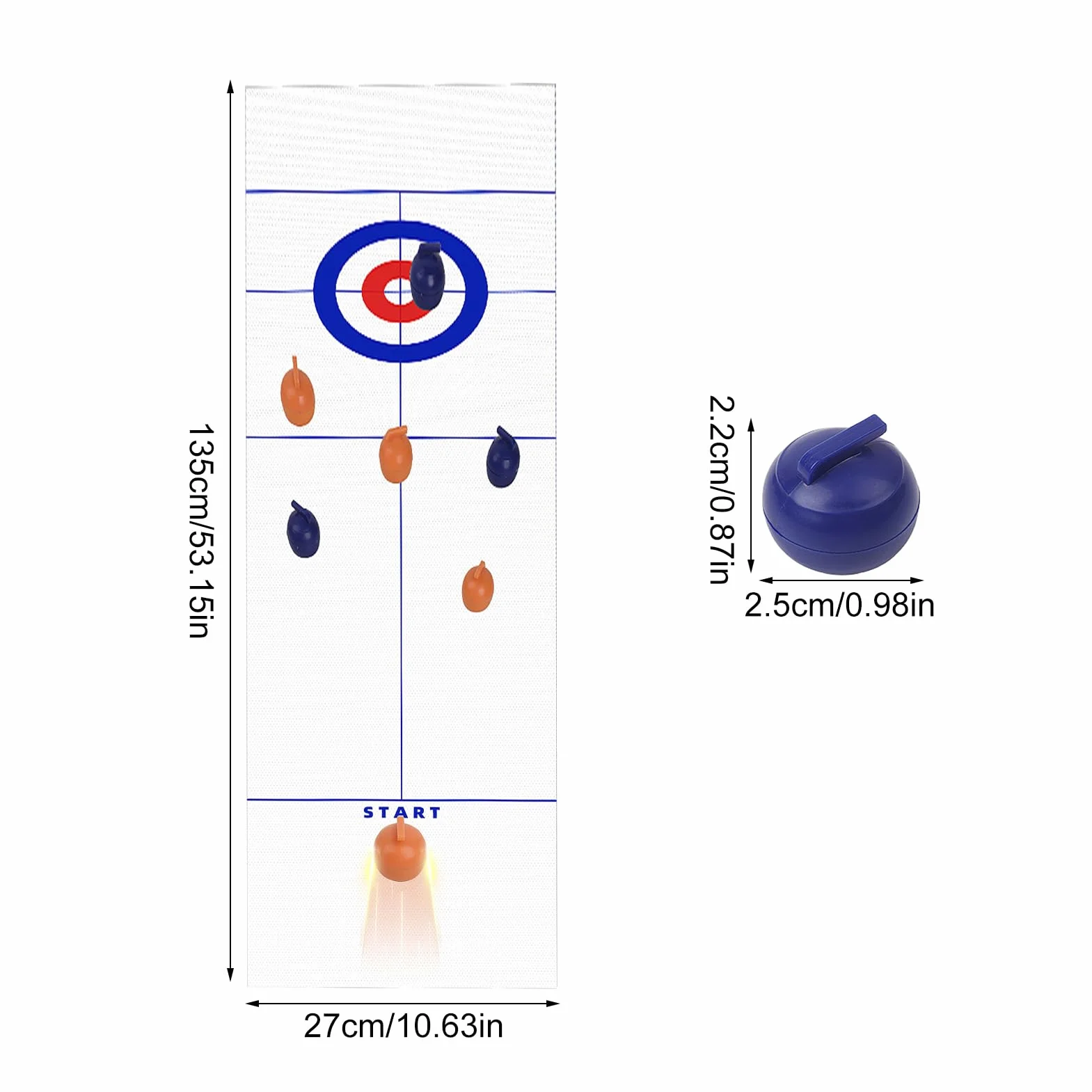 Générique Curling de – Mini Gioco Sportivo di Pellet, Kit di Gioco da Scrivania Indoor | Tappetino Attività Familiare Multifunzionale da 53 x 10 Pollici per Intrattenimento Tempo Libero a Casa con Uno