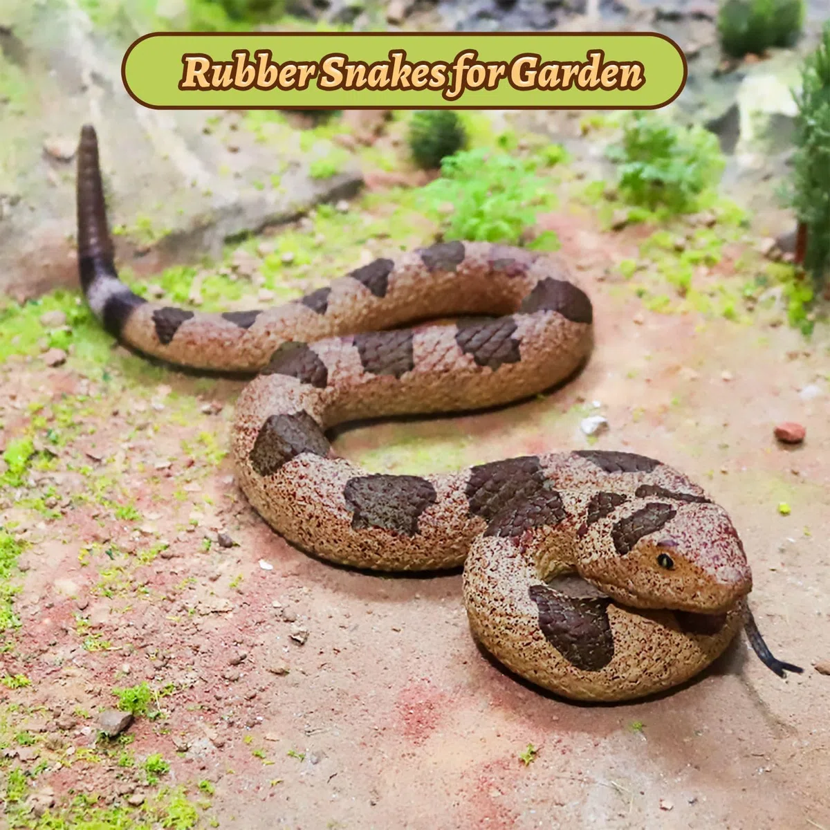 Serpente Finto, Serpente in Gomma Morbida, Serpenti Finti Realistici, Gomma Serpente Giocattolo, per Spaventare Gli Uccelli Oggetti di Scena da Giardino, Festa di Halloween (A)