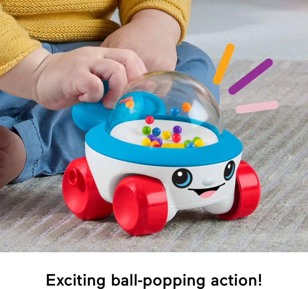 Fisher-Price Giocattolo Push-Lungo del Veicolo del Popper del Mais con Suoni per Neonati e Bambini