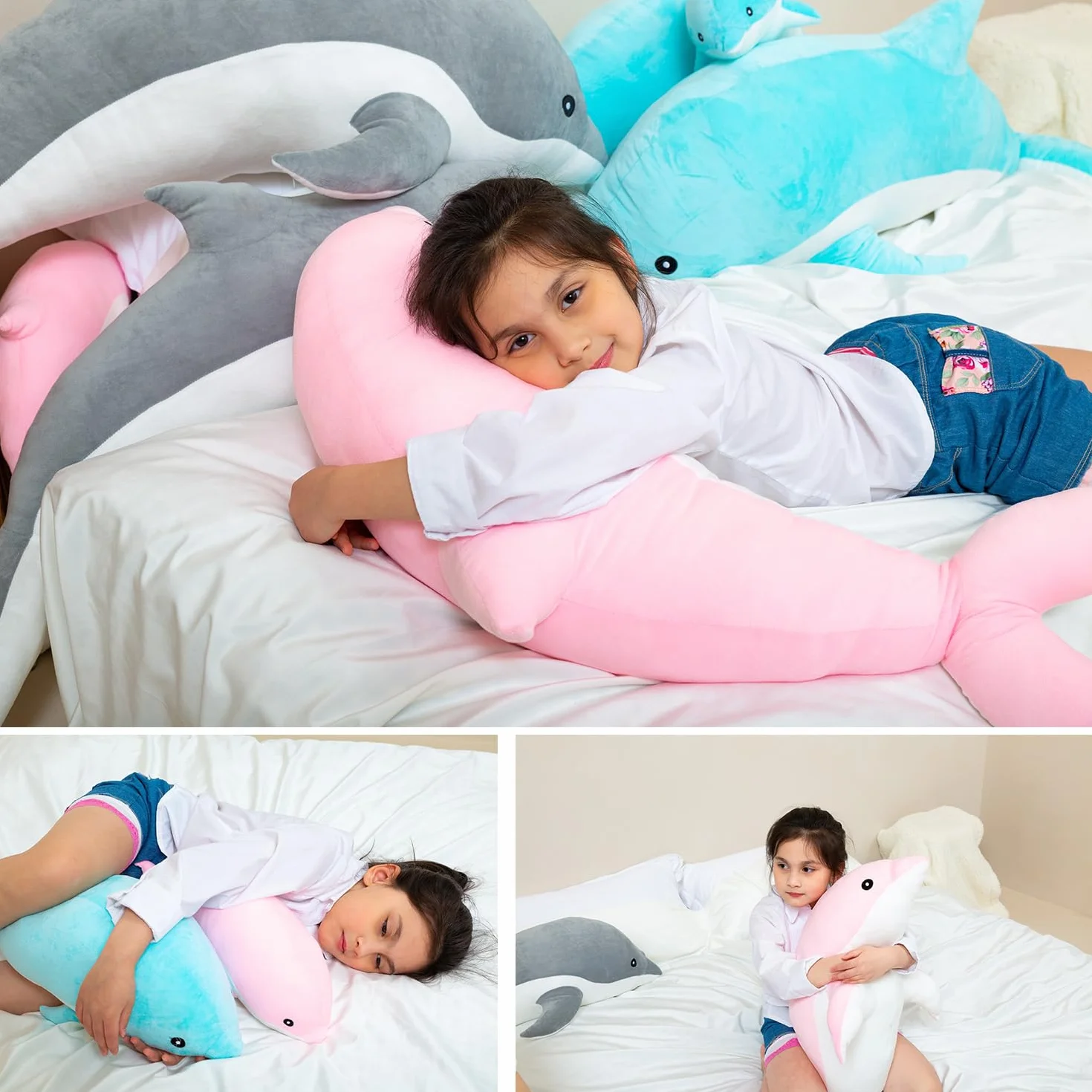 Kekeso Giocattoli Di Peluche Delfino Giocattoli Morbidi Di Peluche Che Abbracciano Il Cuscino Bambole Delfino Per Le Ragazze Dei Bambini Che Dormono Cuscino Regalo (70cm/27.55in, Rosa)