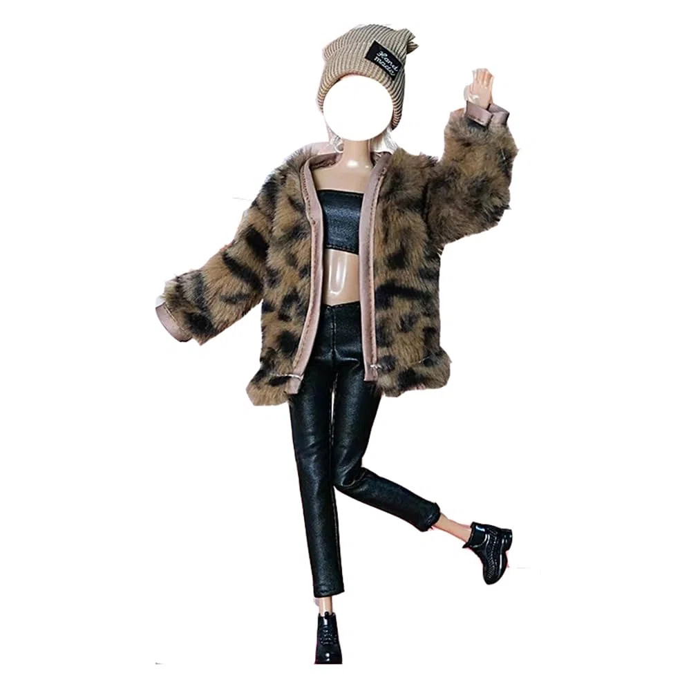 5 Set Abbigliamento Autunnale Vestiti Abiti D'Inverno + Pantaloni Scarpe Manica lunga Soprabito Cappotto peluche Per 29cm Bambole Accessori regalo di Natale Casuale Stile