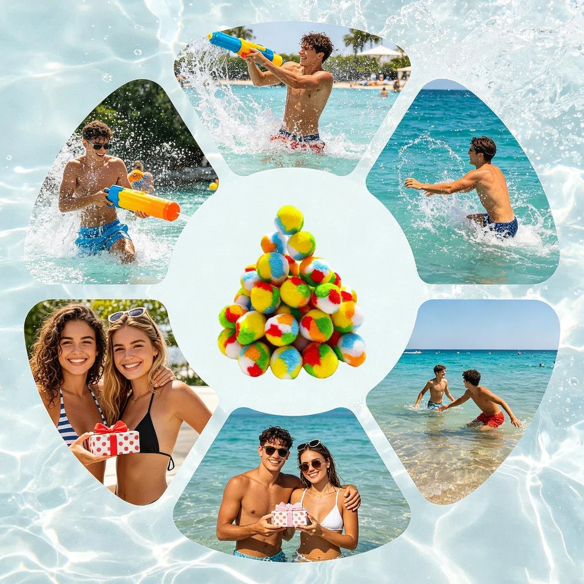 Palline Spugna d'Acqua | 60 Pezzi Morbidi Assorbenti Giocattoli Giochi | Palloncini D'Acqua Giocattoli Da Esterno | Estate Fuori Spiaggia Piscina Festa Cortile Giardino Bambini Ragazzi Ragazze