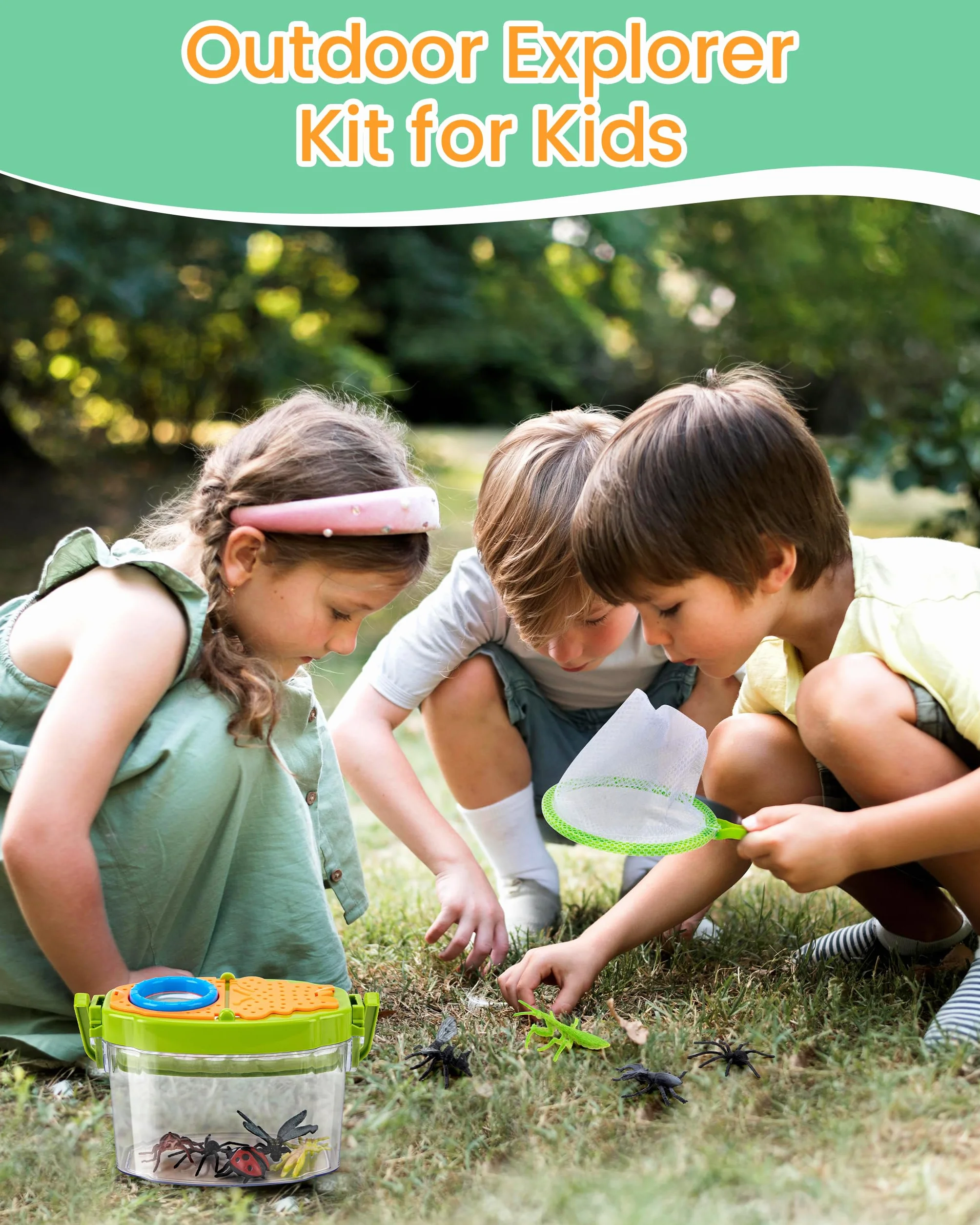 Bug Hunting Kit per bambini: 23 pezzi Bug Catcher per bambini Outdoor Explorer giocattoli per 3 4 5 6 7 anni