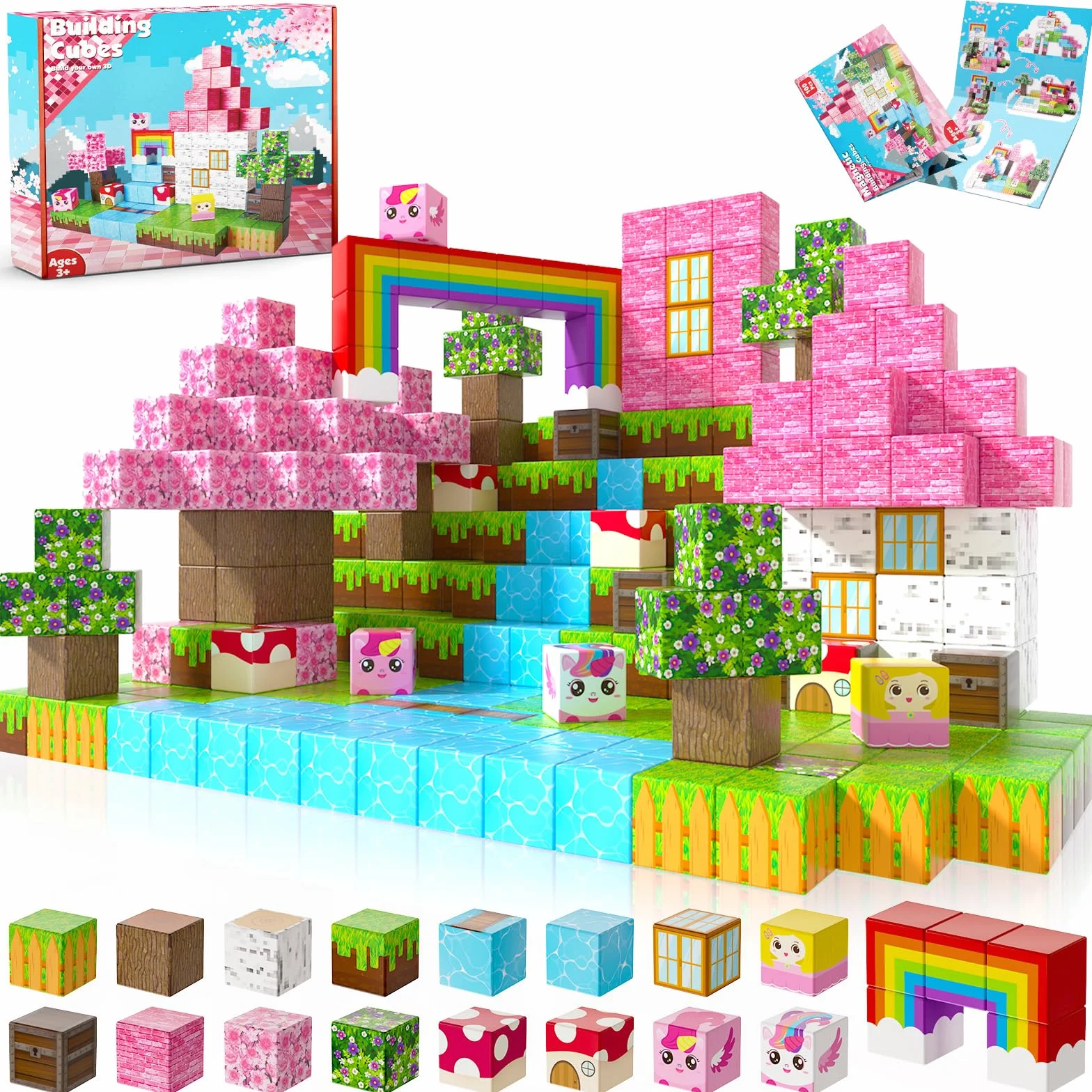 Blocchi Magnetici Mondo di costruzioni magnetiche Costruisci il Mio Favoloso Mondo Magnetico di Unicorni 100 Pezzi Blocchi Magnetici Regali di Unicorni per Ragazze 4 5 6 7 8 9 Giochi Magnetic