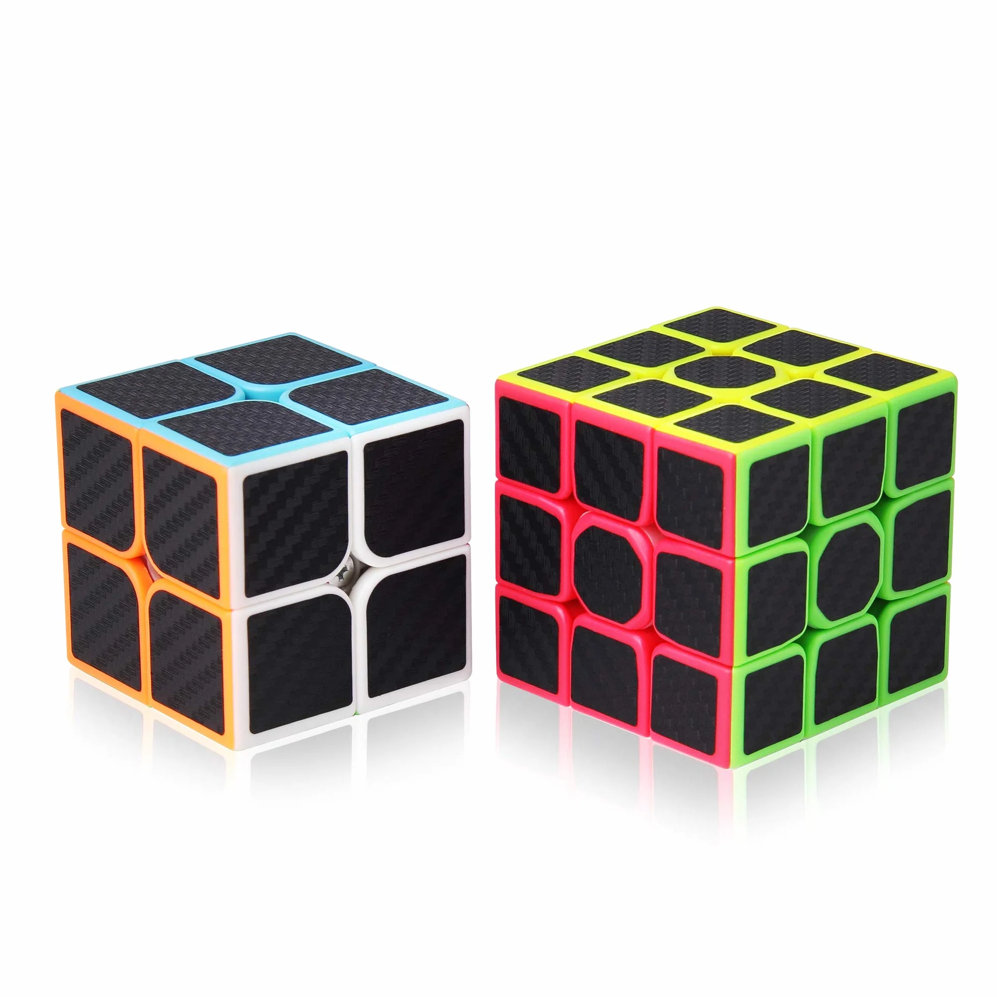 ROXENDA Speed Cube Set,[2 Pezzi] Cubo di Velocità 2X2 3X3 Speedcube Originale con Istruzioni (Carnon Fiber)