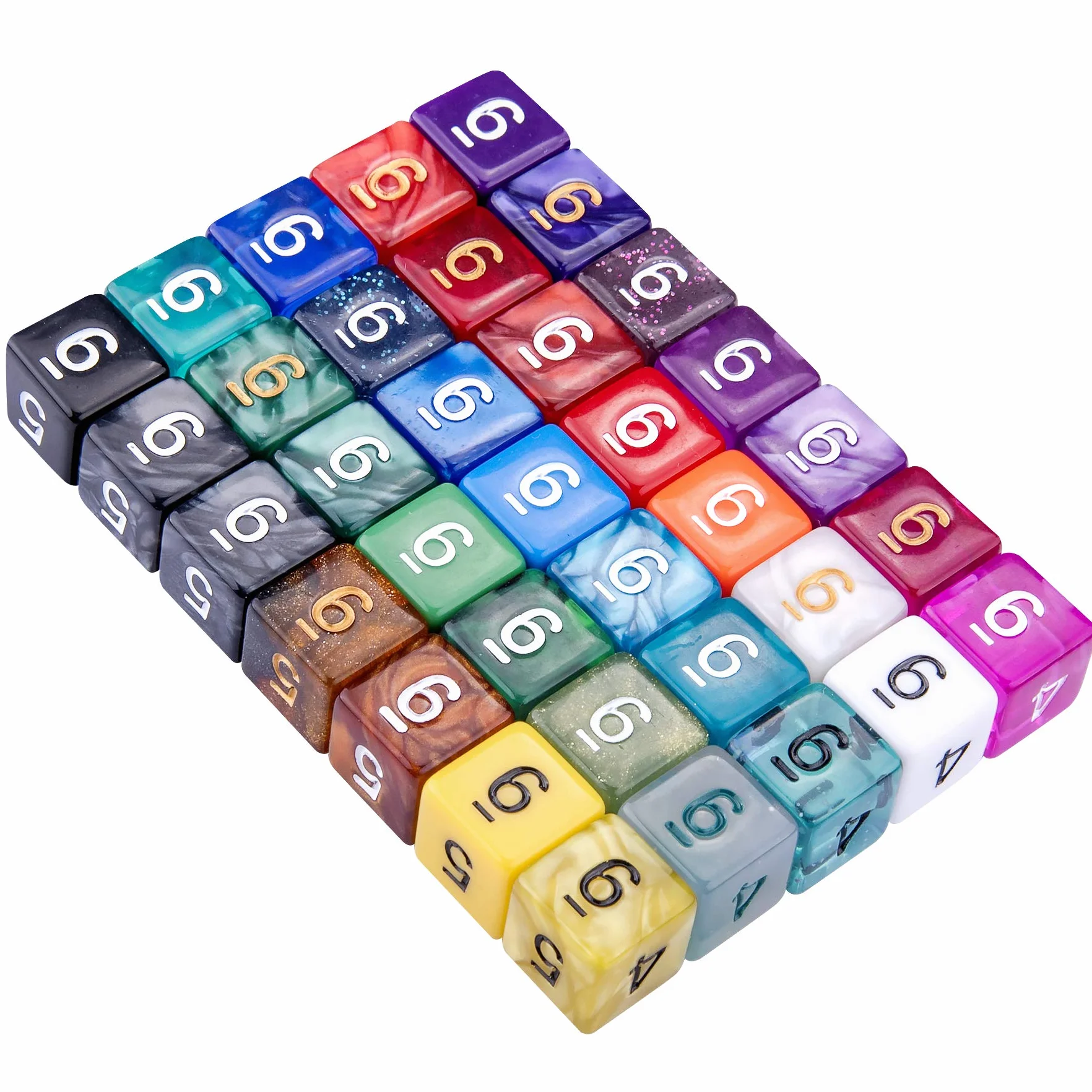SIQUK 35 Pezzi Dadi Poliedrici 6 Facce Dadi da Gioco Colorati Dadi per DND Rpg Gioco e Matematica con Borse di Velluto