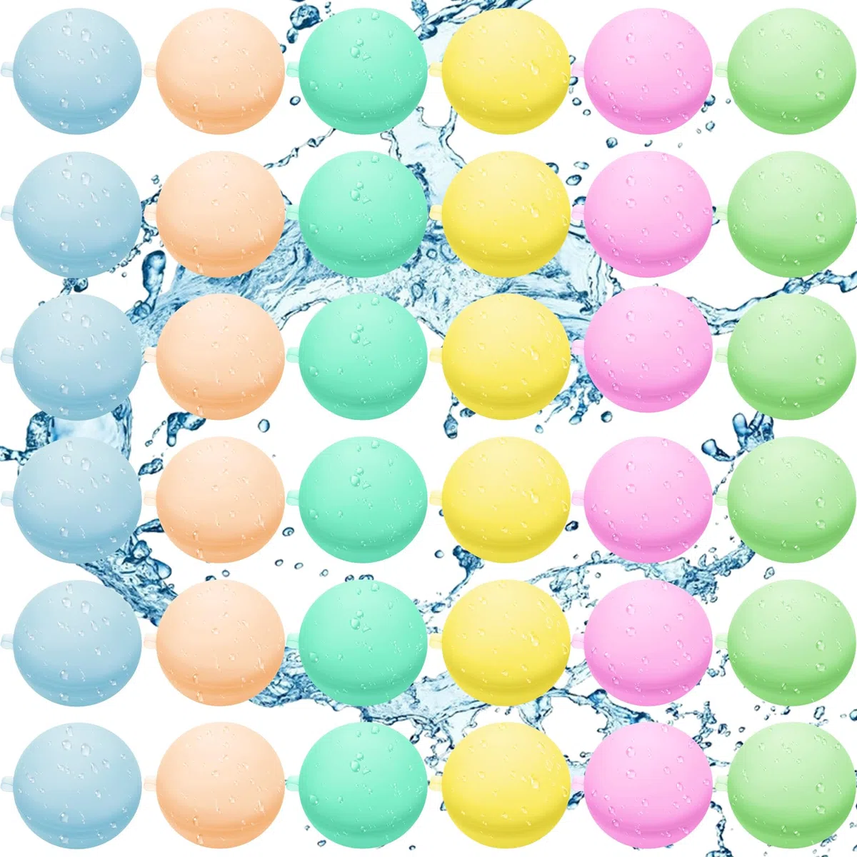 Palloncini da Acqua Riutilizzabili, 36 Pcs Gavettoni Riutilizzabili a Eiempimento Rapido, Giocattoli da Piscina Bombe d'acqua per Giochi Acqua Estivi Piscina Spiaggia Giardino Bambini e Adulti