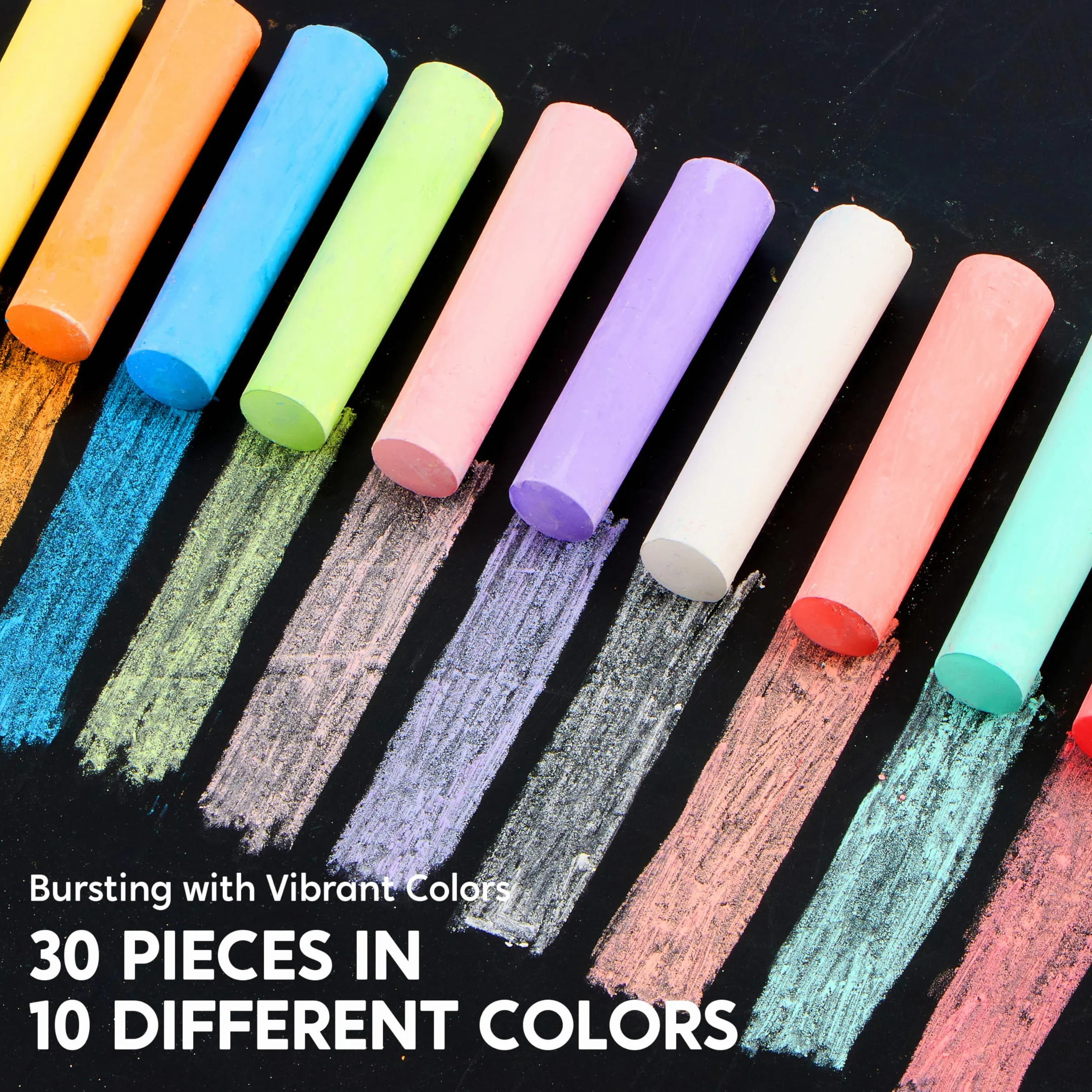 JOYIN 30 pezzi di gessetti lavabili per marciapiedi in 10 colori per bambini, gesso stradale atossici per marciapiedi per interni ed esterni, lavagne, giardini, arte e pittura, regalo per bambini