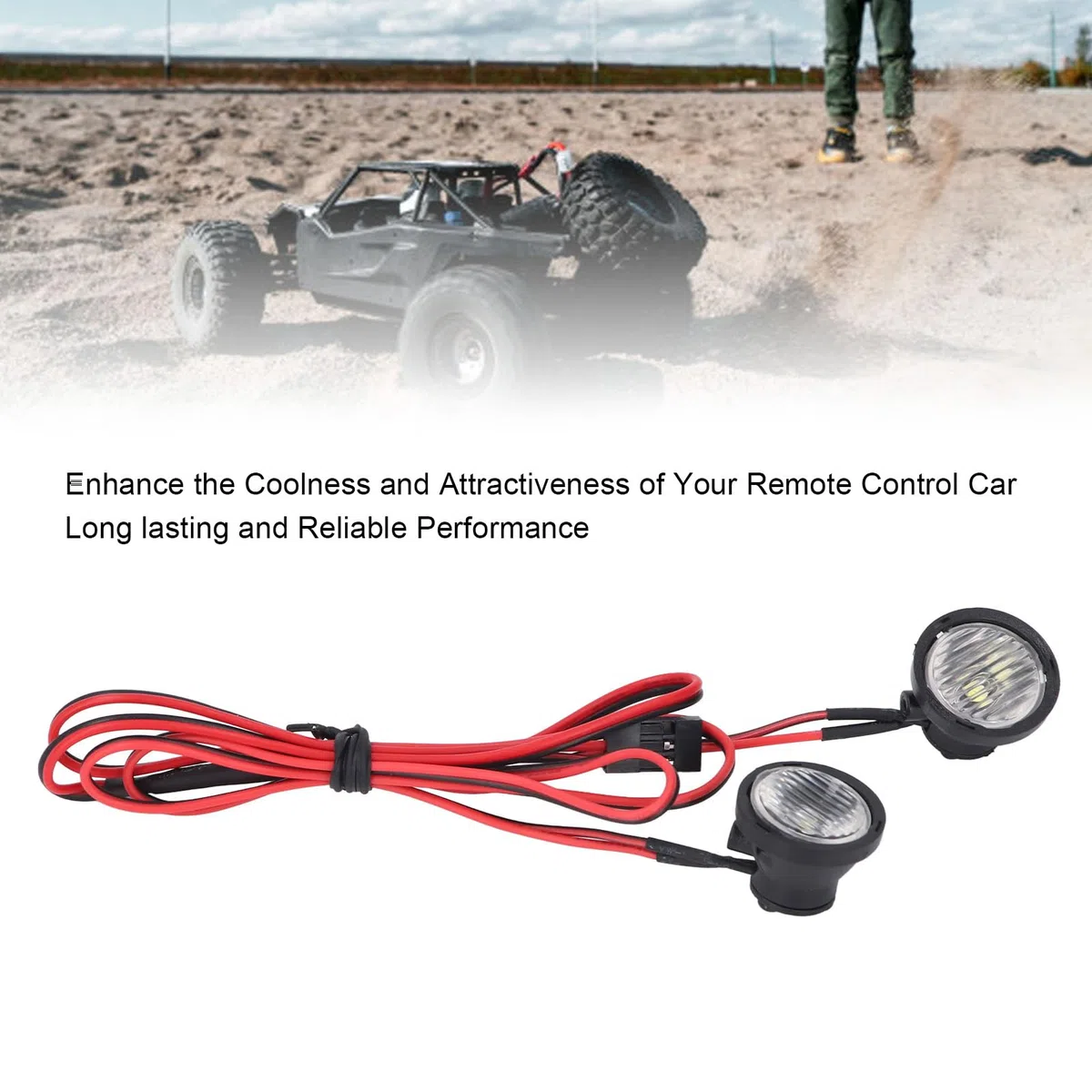 RC Auto LED Lights Spotlight RC, Spotlight Front Light Front Lumpness RC a 2 LED, fari LED Light Accessorio di sostituzione per 1:10 RC Crawler (Luce bianca)