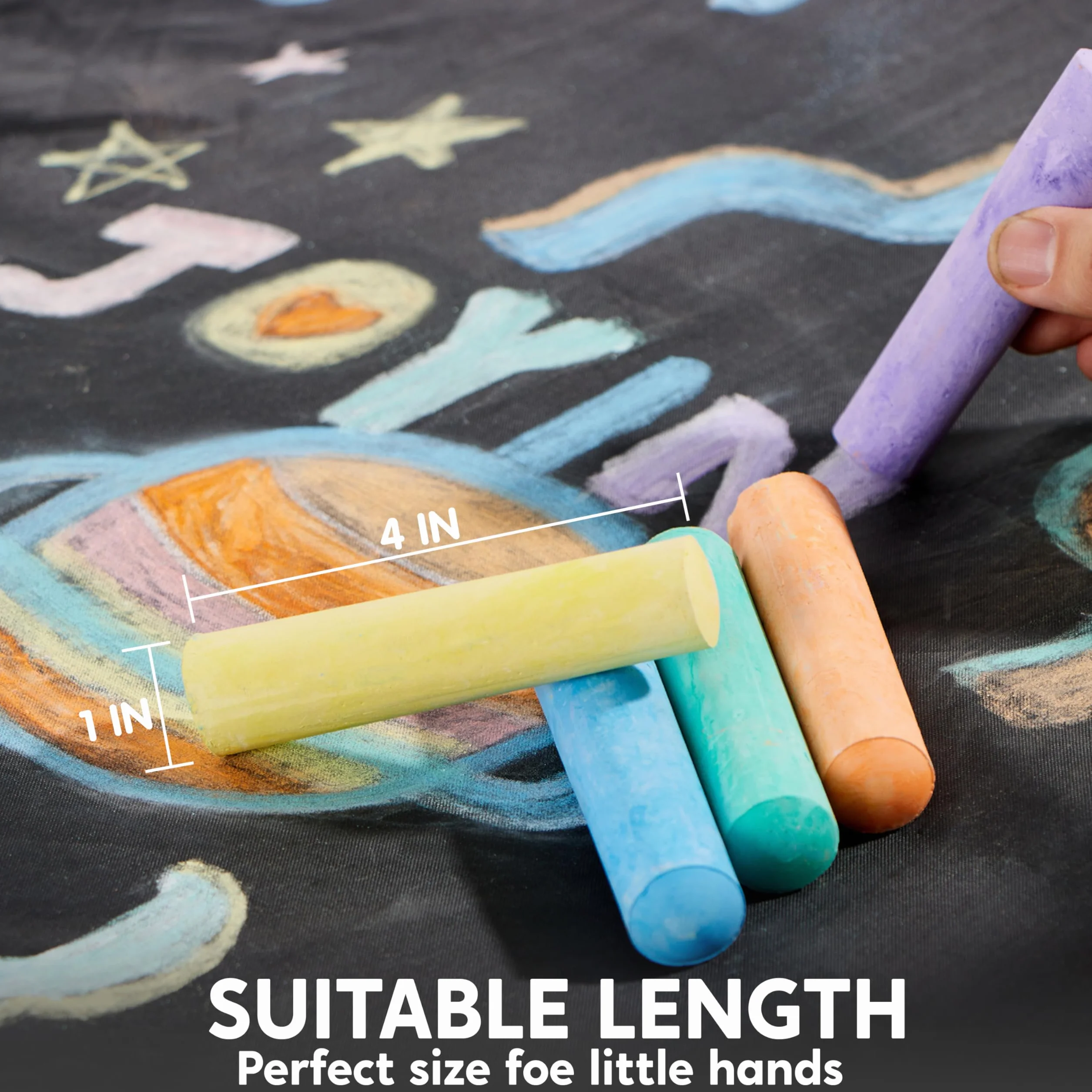 JOYIN 60 pezzi Set di gessetti da marciapiede Jumbo Non tossico Lavabile all'aperto Gessetti per bambini per la pittura su lavagna