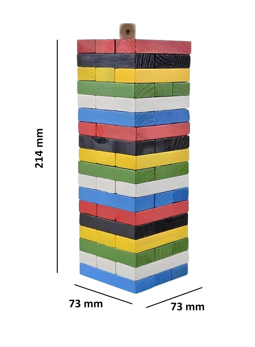 Generico Gioco Torre in Legno Colorata Torre Equilibrio Legno 54 Pezzi con Dado Torre Oscillante Giochi Di Società Mattoncini Impilabili Gioco da Tavolo Classico Educativo Costruzioni