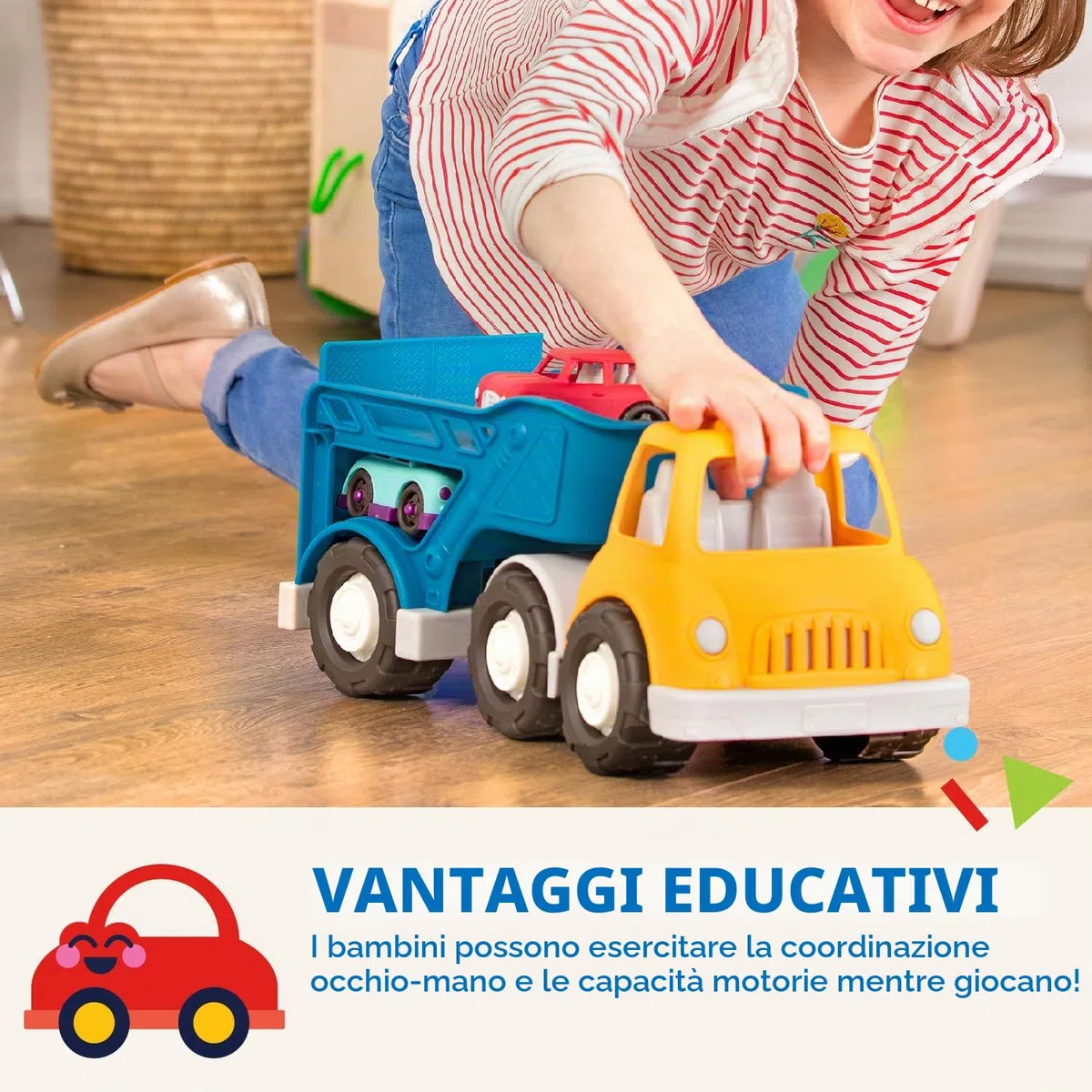 Battat - Camion trasportatore Giocattolo e 2 Auto Giocattolo - Gioco di finzione - 12 Mesi +