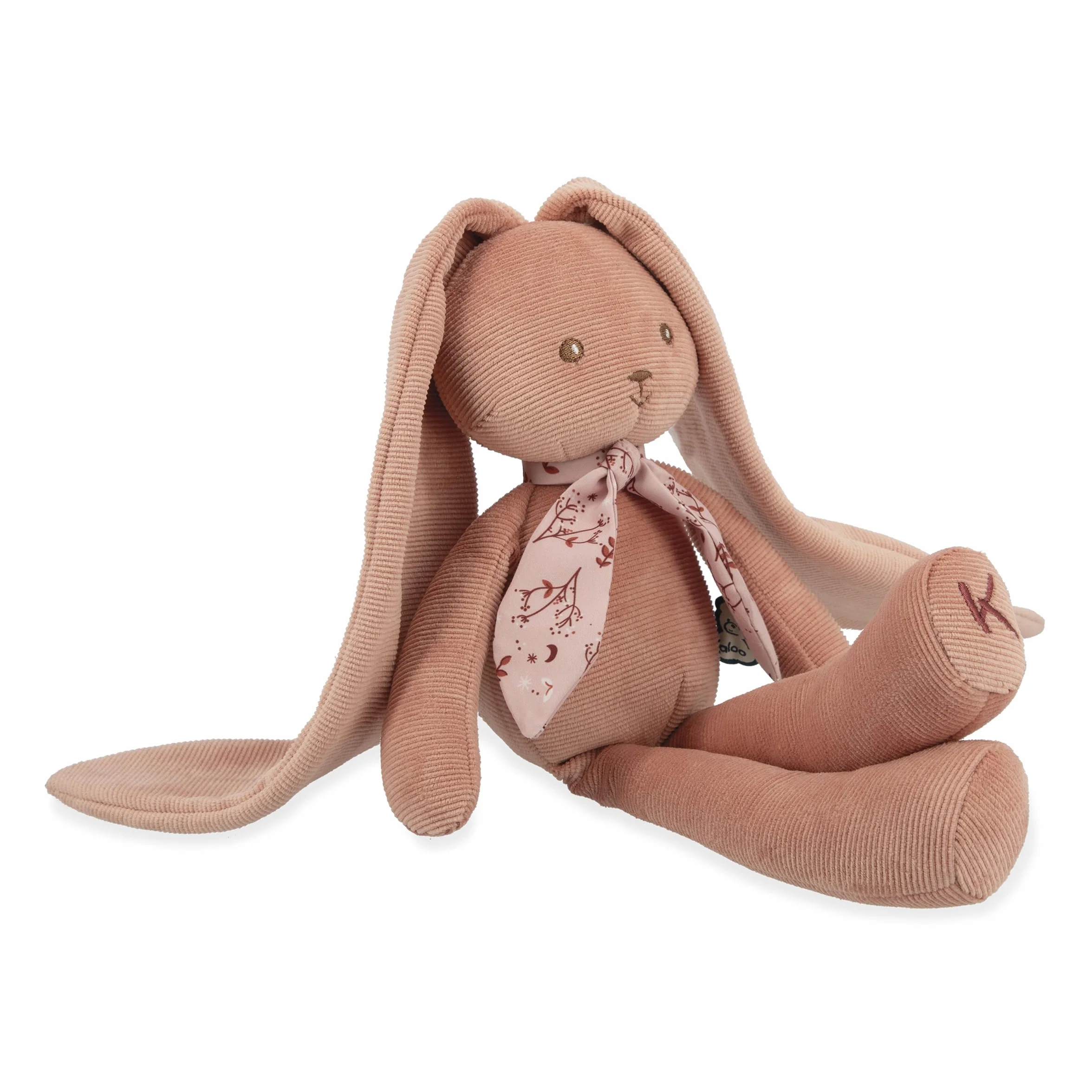 KALOO - Lapinoo - Doudou Coniglio - Peluche in Velluto a Coste per Neonato - 35 cm - Colore Terracotta - Materiale Ultra Morbido - Confezione Regalo - dalla Nascita, K972201