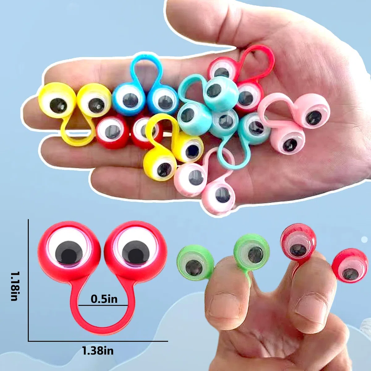 Felly 100 Pezzi Occhi da Dito Marionette, Giocattoli Educativi per Le Dita per Bambini, Eyeball Ring Confezione, Gioco di Ruolo, Spettacoli Giochi Festa Compleanno Forniture, Miscelazione dei Colori