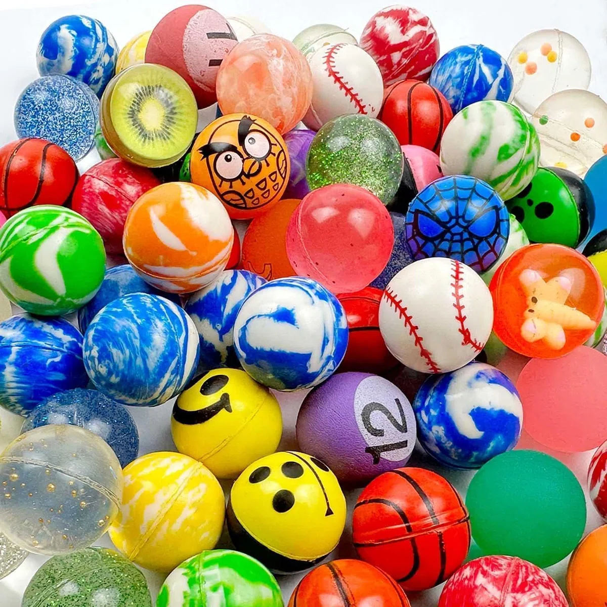 Palline Rimbalzanti per Bambini, 100 Pezzi Palline Rimbalzanti, 25 mm Pallina Rimbalzante Adatto per Premi in Classe Bomboniere Studenti e bambini per Giocare Sempre e Ovunque