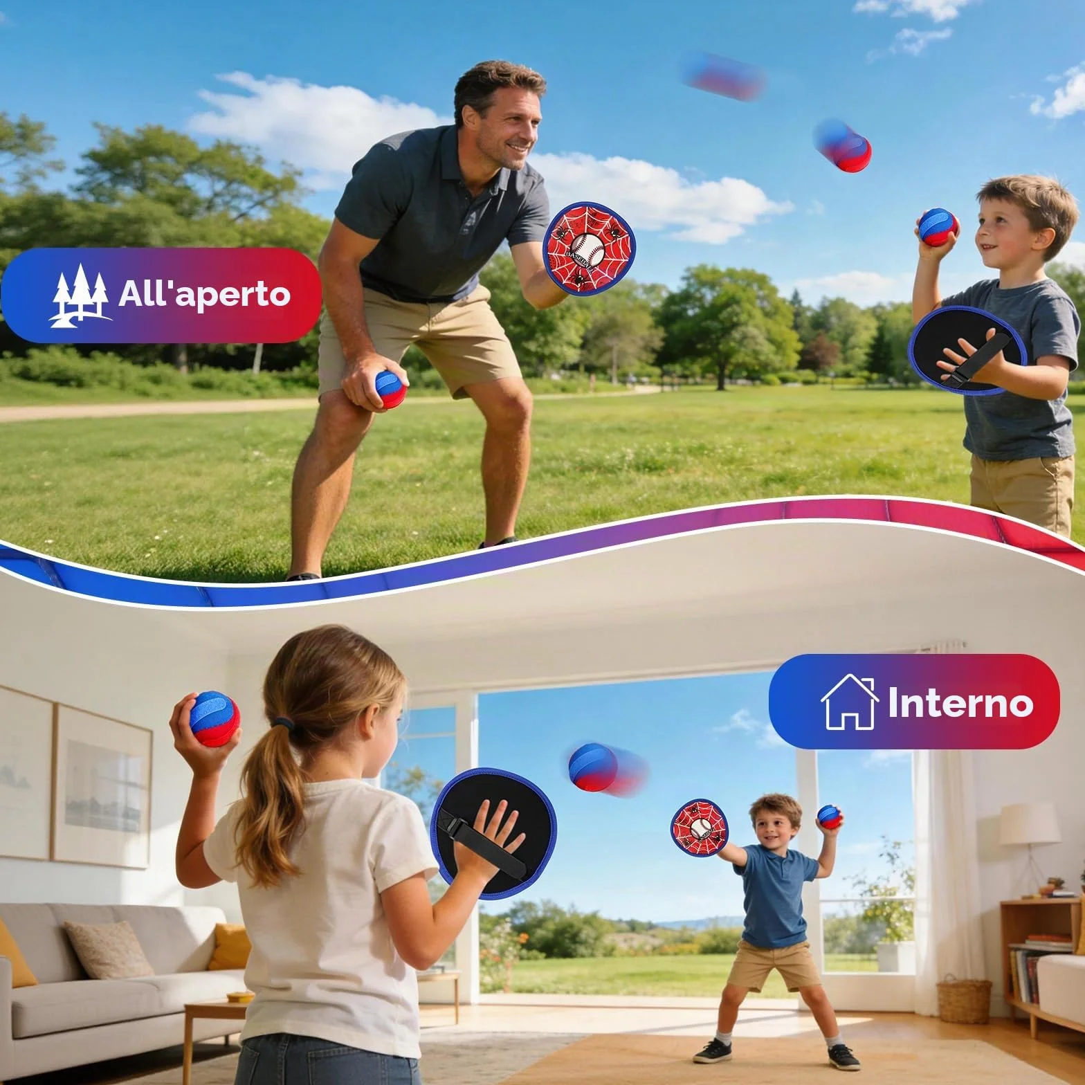 HaoVrisn Giochi Bambini di Lancio e Cattura, Giochi da Esterno per Bambini, Gioco da Giardino e Giocattolo da Spiaggia per Bambini 3-12 Anni, Ideale Regalo di Pasqua o Regalo di Compleanno Bambini