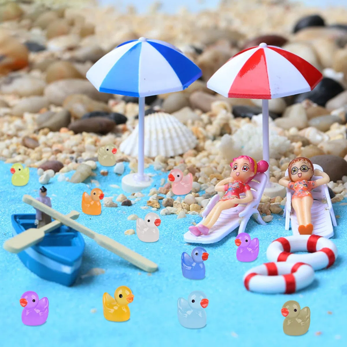 100Pcs Luminous Mini Resin Ducks, Piccole Mini Anatre Luminose, Miniatura Paperelle Piccole per Acquari, Decorazioni per Case Delle Bambole, Piante in Vaso, Decorazioni per Paesaggi da Giardino
